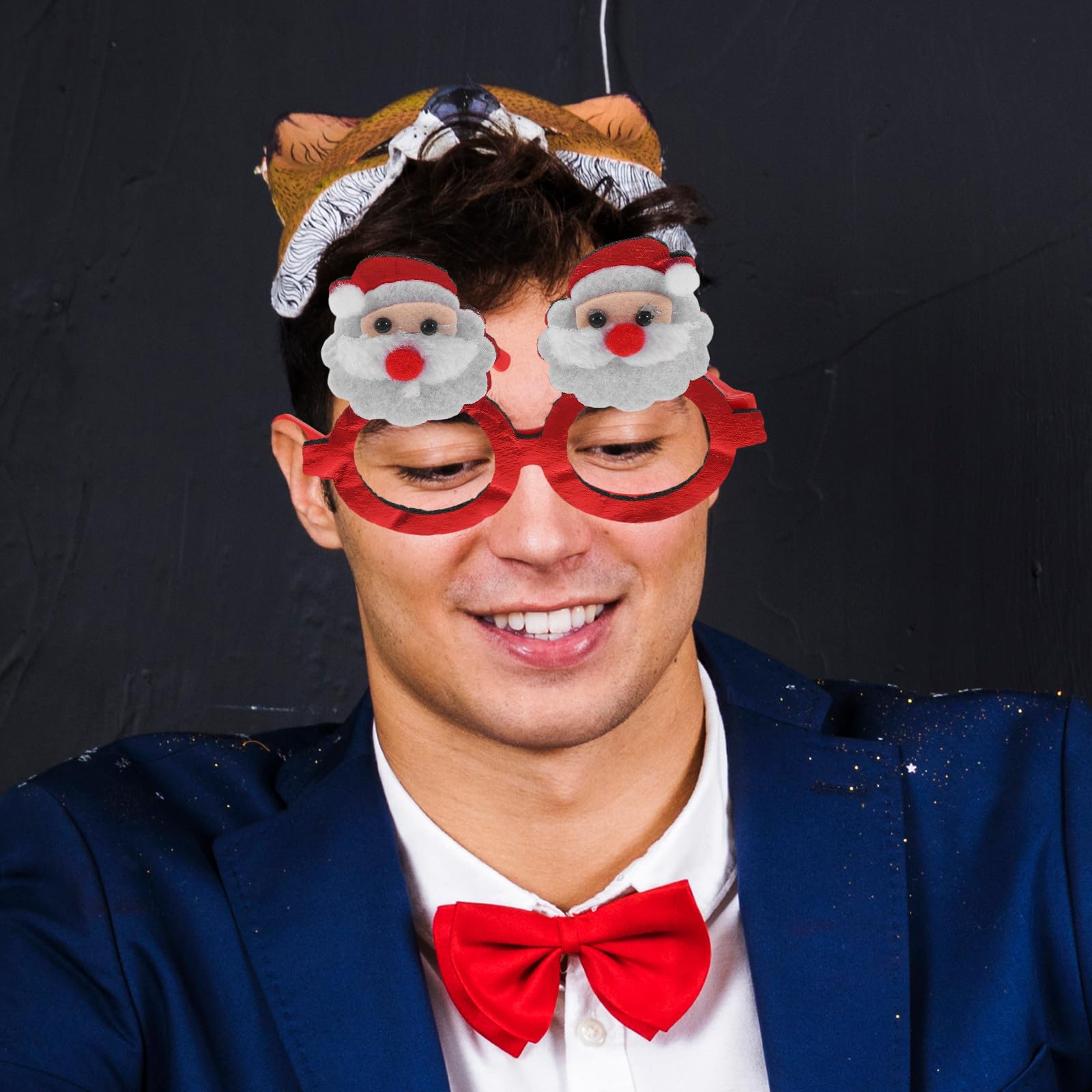 Toyvian 30 Stück Festliche Weihnachtsbrillen als Foto Requisiten, für | Pet und Filz, Leicht und Bequem Tragbar, Glitzernde Motive für Weihnachten und Silvester, Familienfeiern