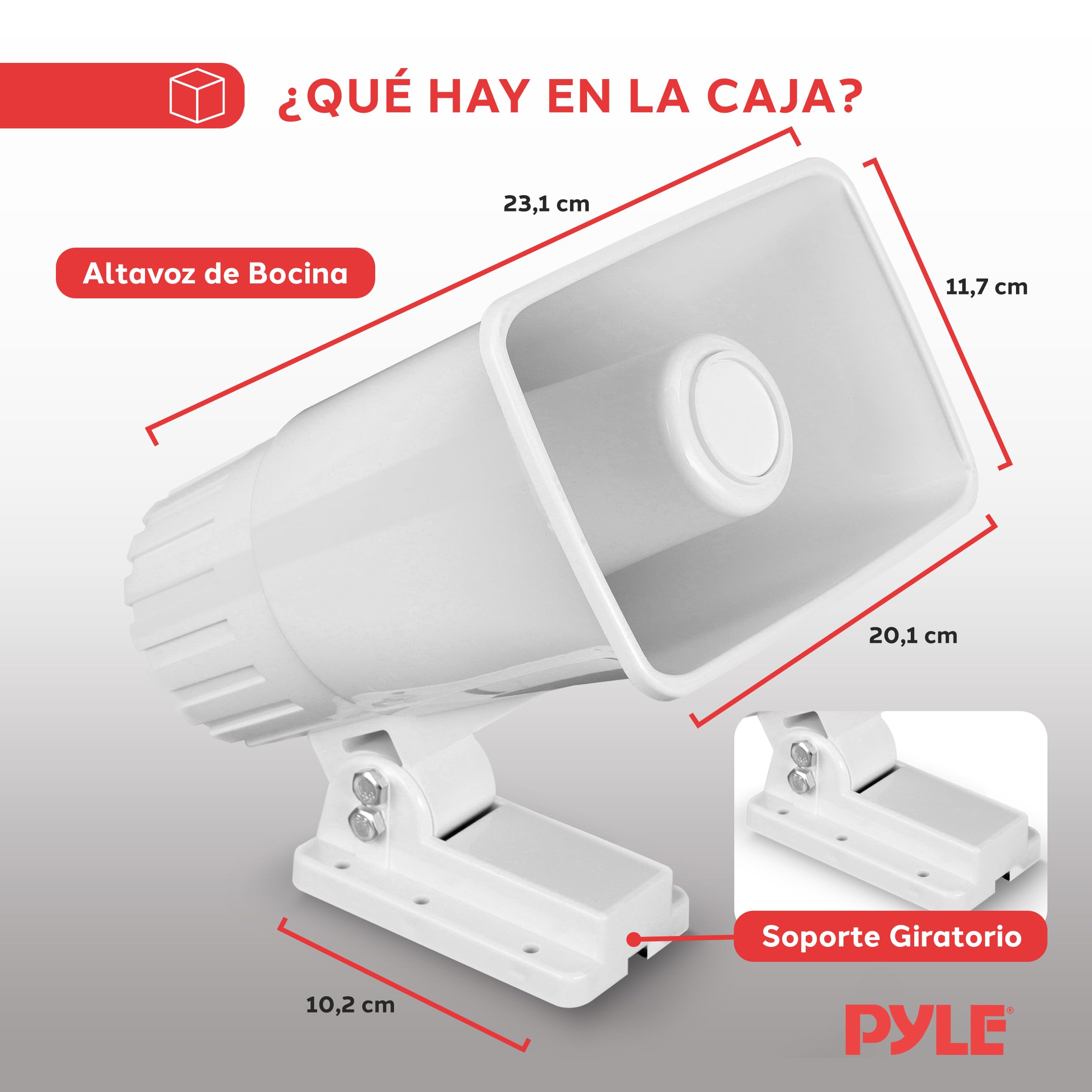 Pyle Altavoz PA para Interior/Exterior - Altavoz PA Portátil de 8” con Impedancia de 8 Ohmios y Potencia Pico de 65 Vatios - Soporte de Montaje y Accesorios Incluidos