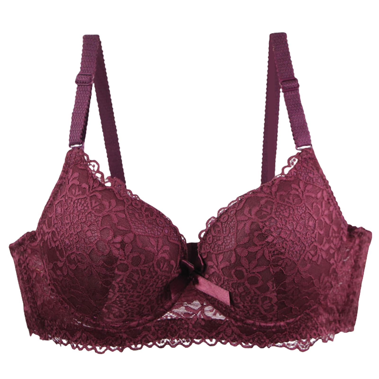 Yuyuch Women's Red Push Up Lace Soft Padded Plunge Bra Underwire Lift Up Full Coverage Comfort Everyday Bra (42B,)
