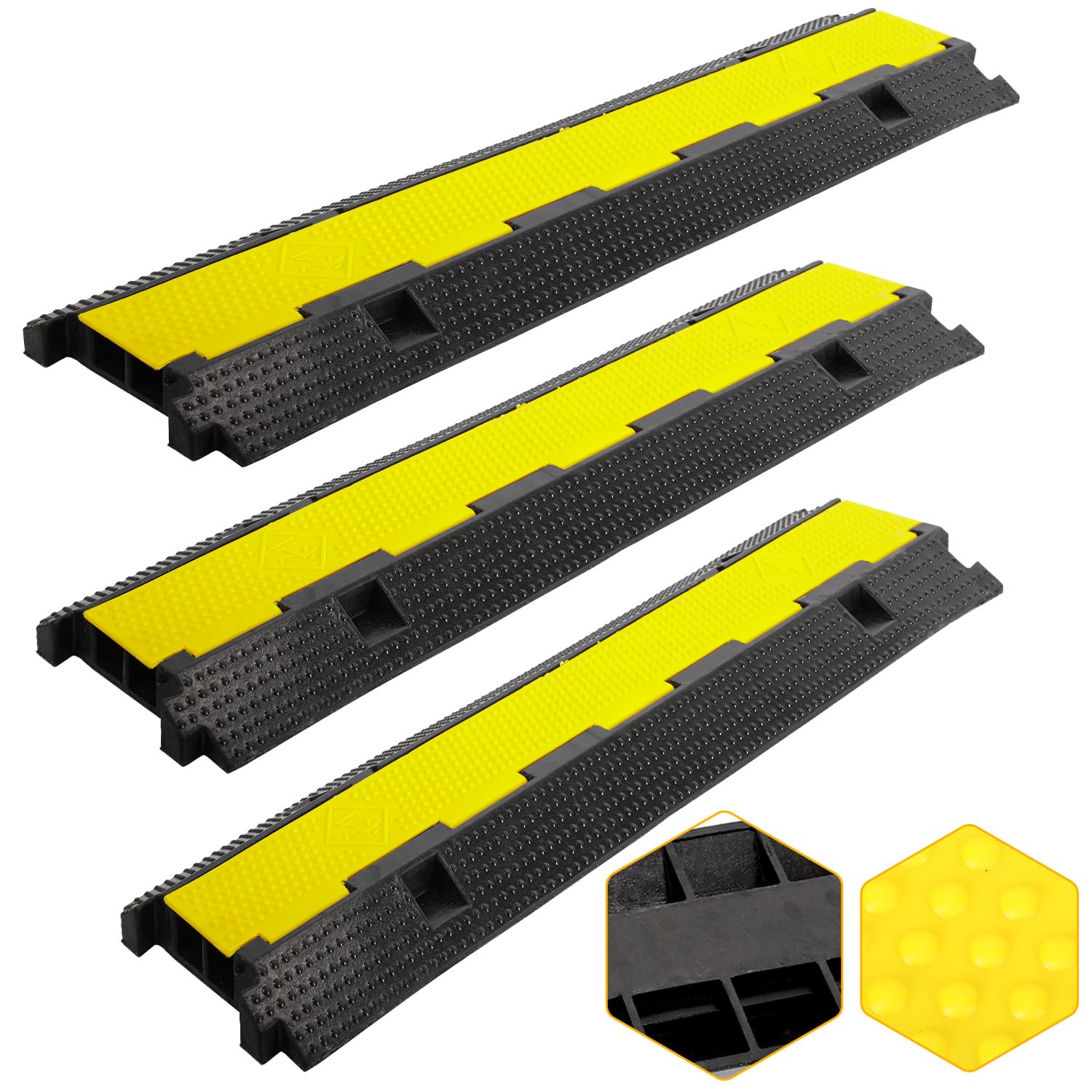 𝐉𝐚𝐱𝐠𝐮𝐨𝐦 Kabelbrücke 6er Set, 2000kg Gummi Kabelschutz, 100x25x5cm