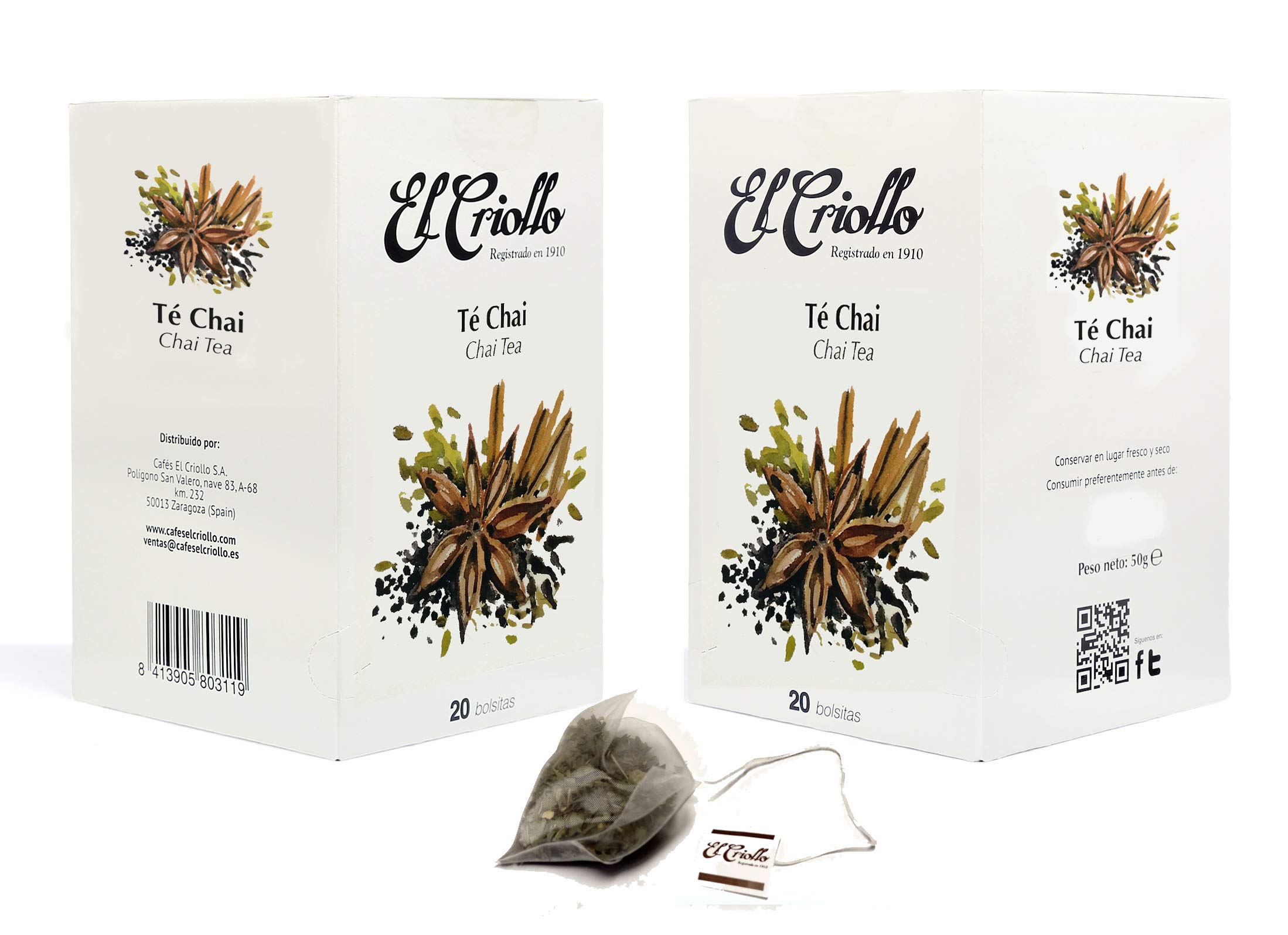 El Criollo Infusión Té Chai Gourmet Pack 2x20 40 Bolsitas