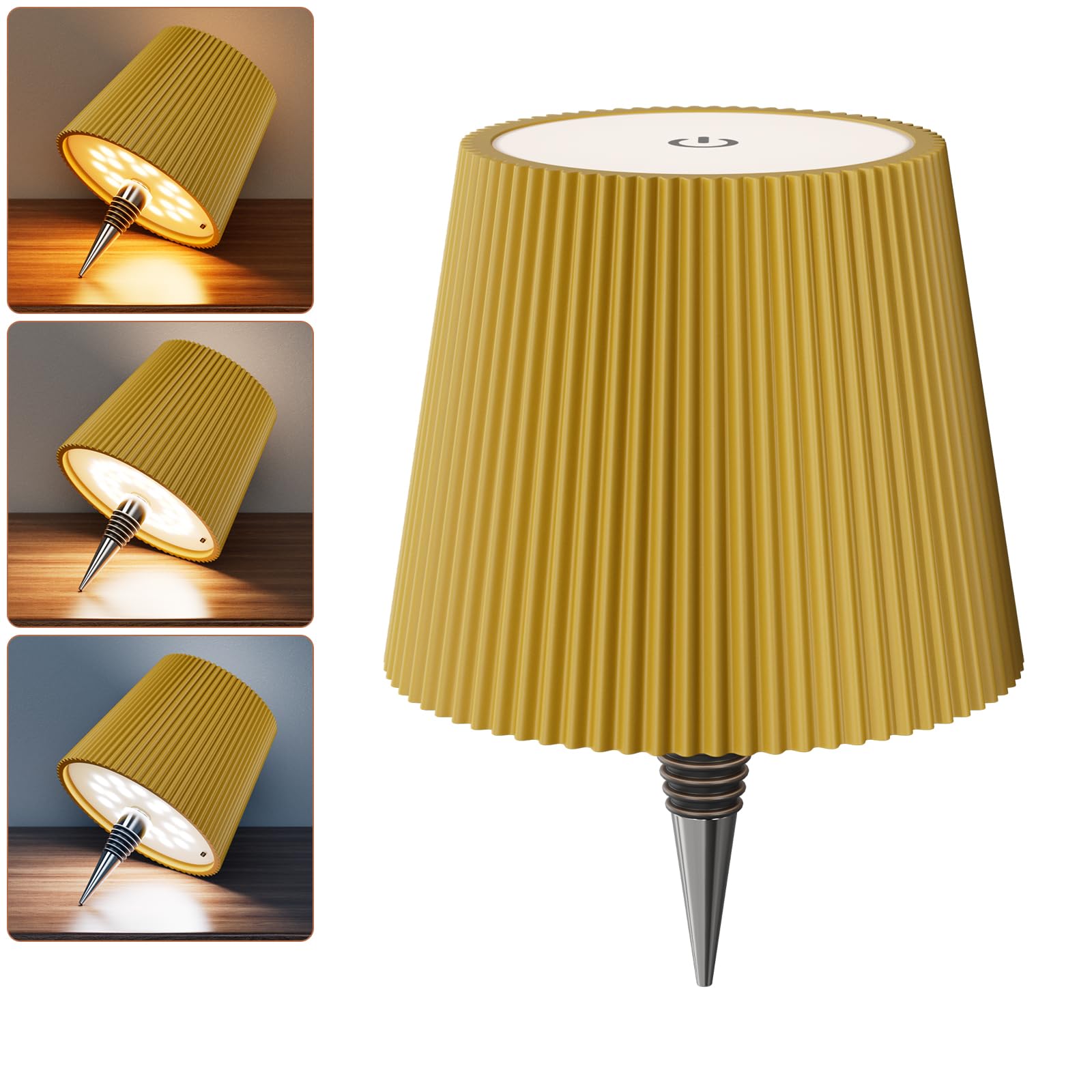 Nulmvic Lampada per Bottiglia LED Ricaricabile - 5200mAh Lampada da Tavolo Senza Fili Dimmerabile 3 Colori - IP54 Impermeabile Comando a Tocco per Interno Esterno Famiglia Ristorante Bar (Oro)