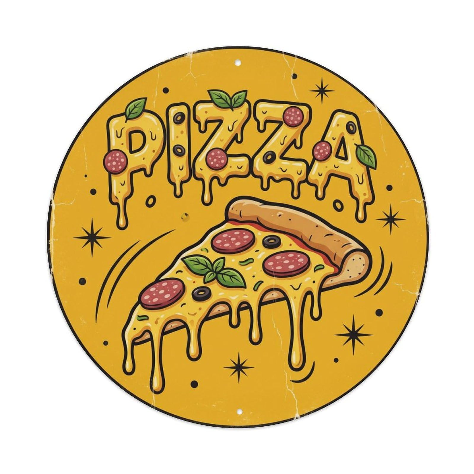 Huiyhb 8X8inch(20X20cm) Vintage Pizza Slice Xtra Cheese Metal Tin Sign