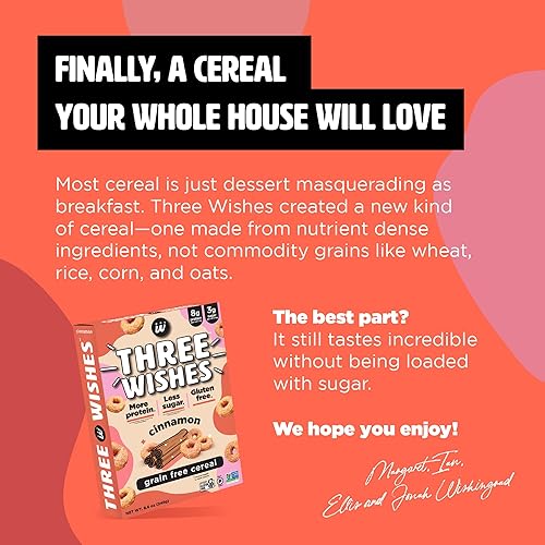 Miniatura 6 de Cereales para el desayuno a base de plantas y veganos de Three Wishes con sabor a canela 1 paquete merienda rica en proteínas y baja en azúcar libre