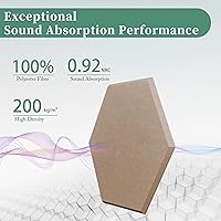 Vista 2 de Hexagonal Acoustic Panels-12 Pack High-Density Sound Absorbing Panels 12"X10"X0.4" for Enhanced Noise Reduction, DIY Design, Idea for Studios