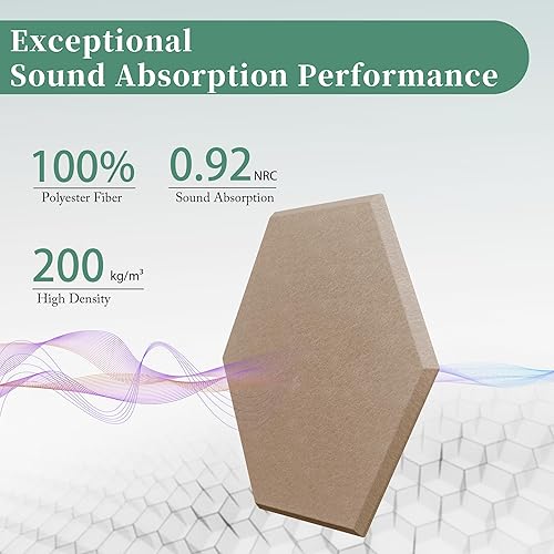 Miniatura 2 de Hexagonal Acoustic Panels-12 Pack High-Density Sound Absorbing Panels 12"X10"X0.4" for Enhanced Noise Reduction, DIY Design, Idea for Studios,