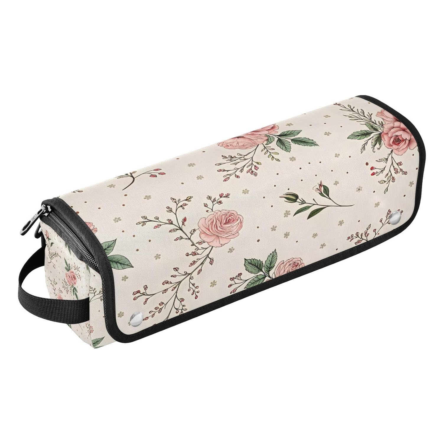 Vintage Floral Hair Tools Travel Bag Portable Hair Accessory Organizer with Heat Resistant Mat 2 in 1 Curling