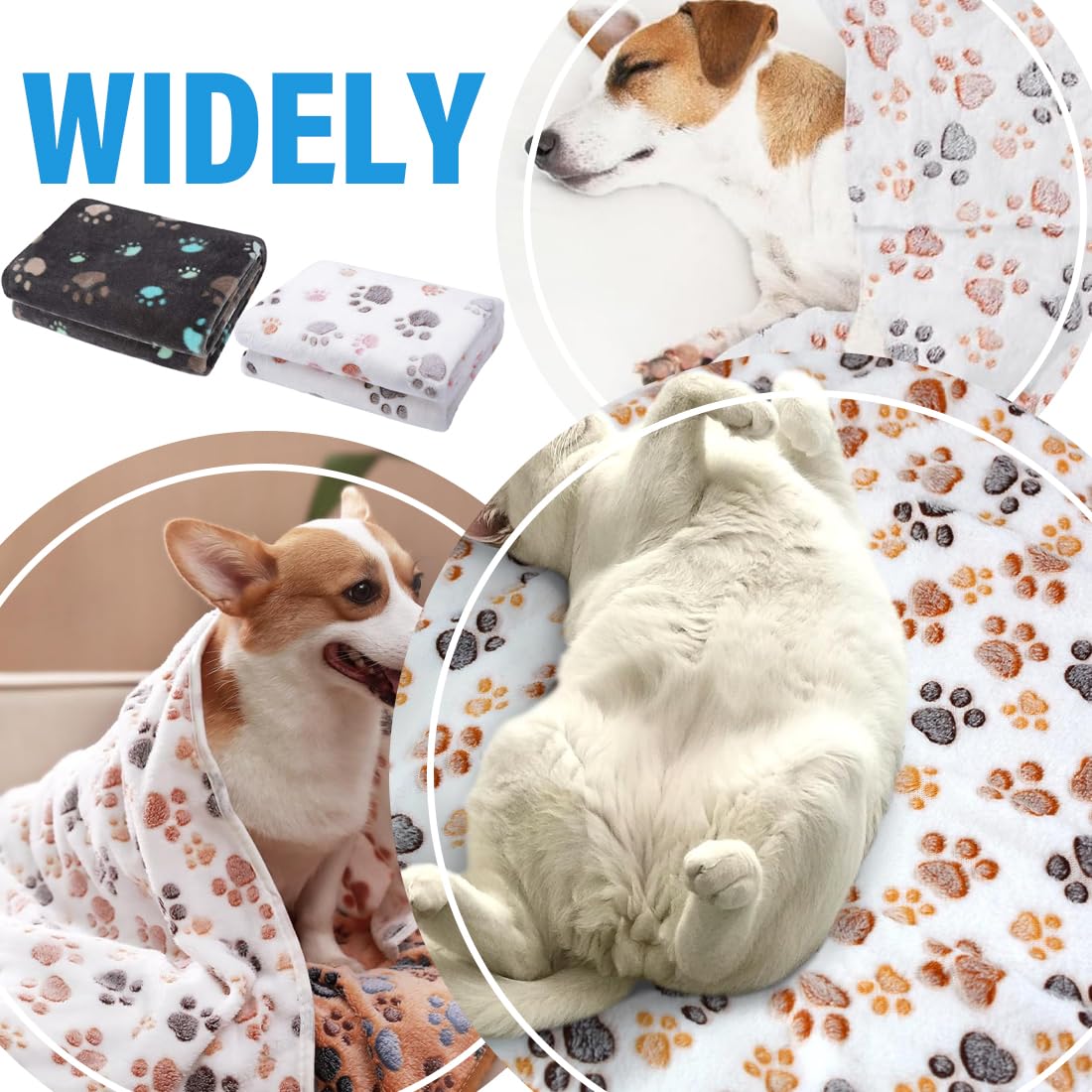 Couvertures pour chiens, Paquet de 2 couvertures pour animaux de compagnie couverture pour chiot couverture pour chat avec impression de patte (60 * 40cm)
