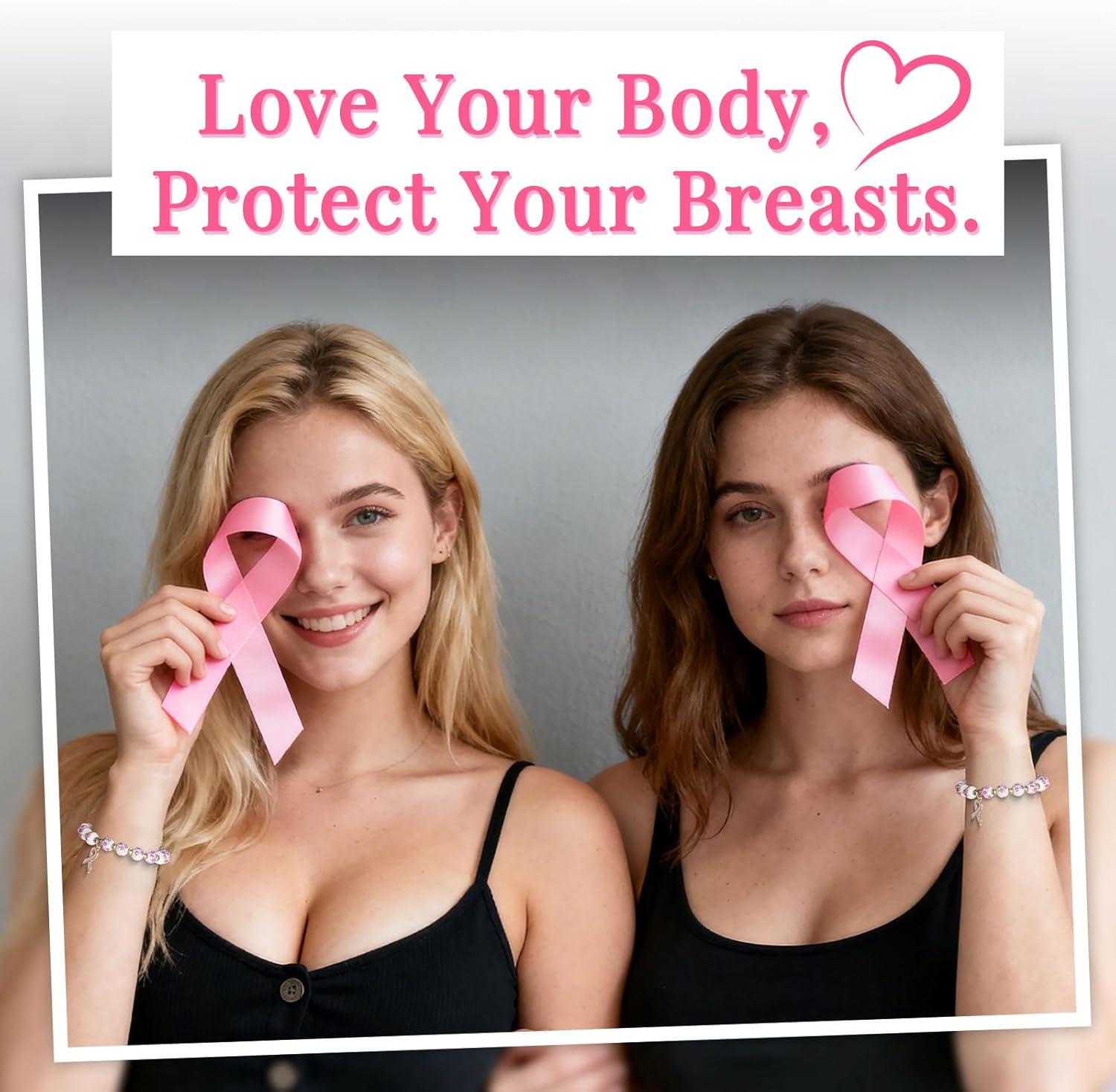 Breast Cancer Bracelets Breast Cancer Awareness Accessories Gifts For Women Charm Bracelets Love Jewelry Gift Handmade Beaded Stretch Flower Bracelets Provide Emotional Support - Image 4