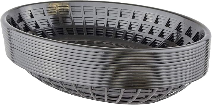 Bear Paws - Food Baskets - Plastic Basket - Oval Bread Baskets - Serving Basket - Restaurant Baskets - Deli Tray - Fries, Burgers, Crawfish - 12 Count, Black