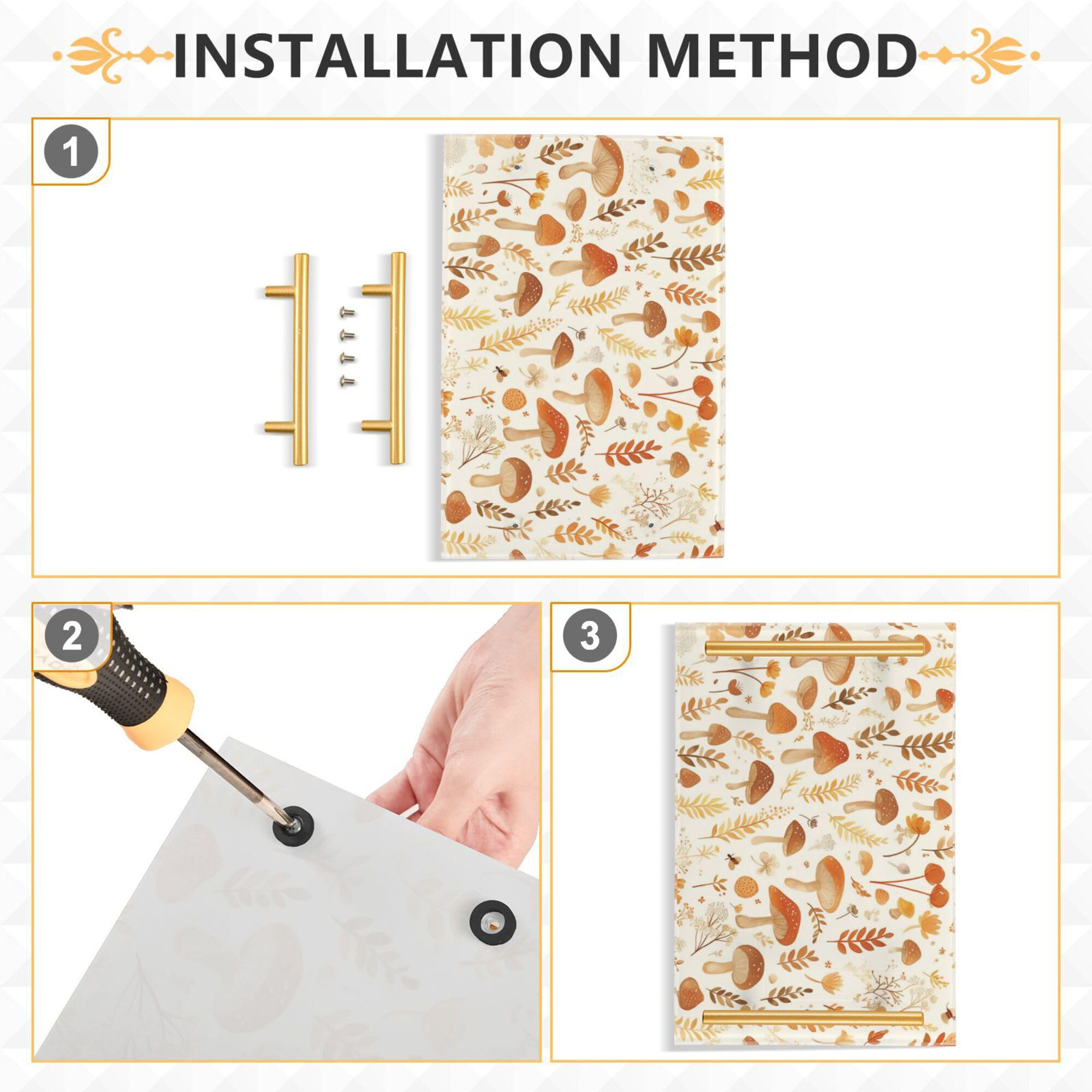 Bathroom Vanity Tray Counter Organizer, Watercolor Cute Mushrooms Decorative Tray with Handles Countertop Storage for Bathroom Bedroom Kitchen Home Farmhouse