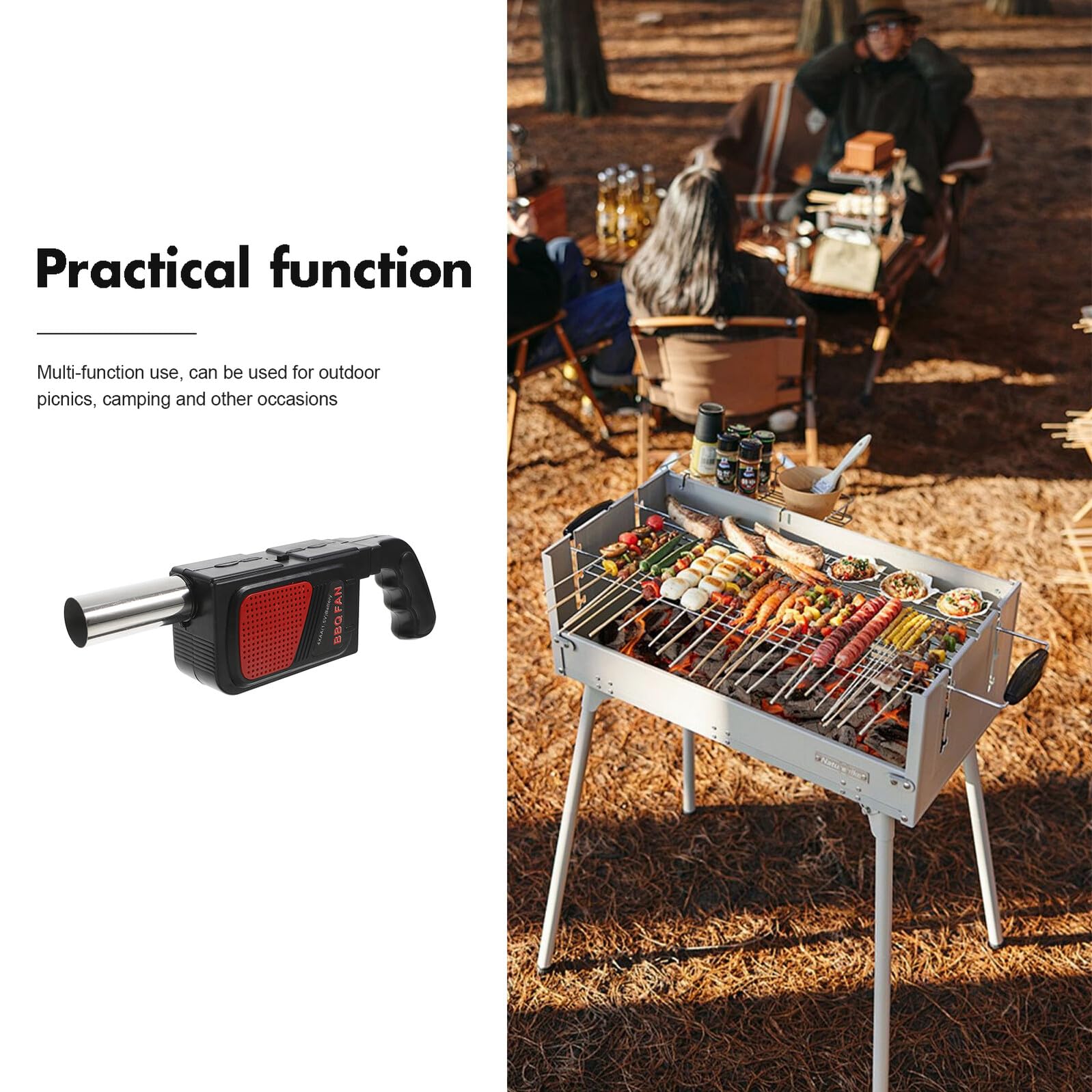 Gatuida Soffiatore Elettrico per Griglia Portatile 2 Pezzi per Barbecue, Ventilatore per Braciere Alimentazione a Batterie Aa, per Campeggio, Picnic e Cottura All'aperto