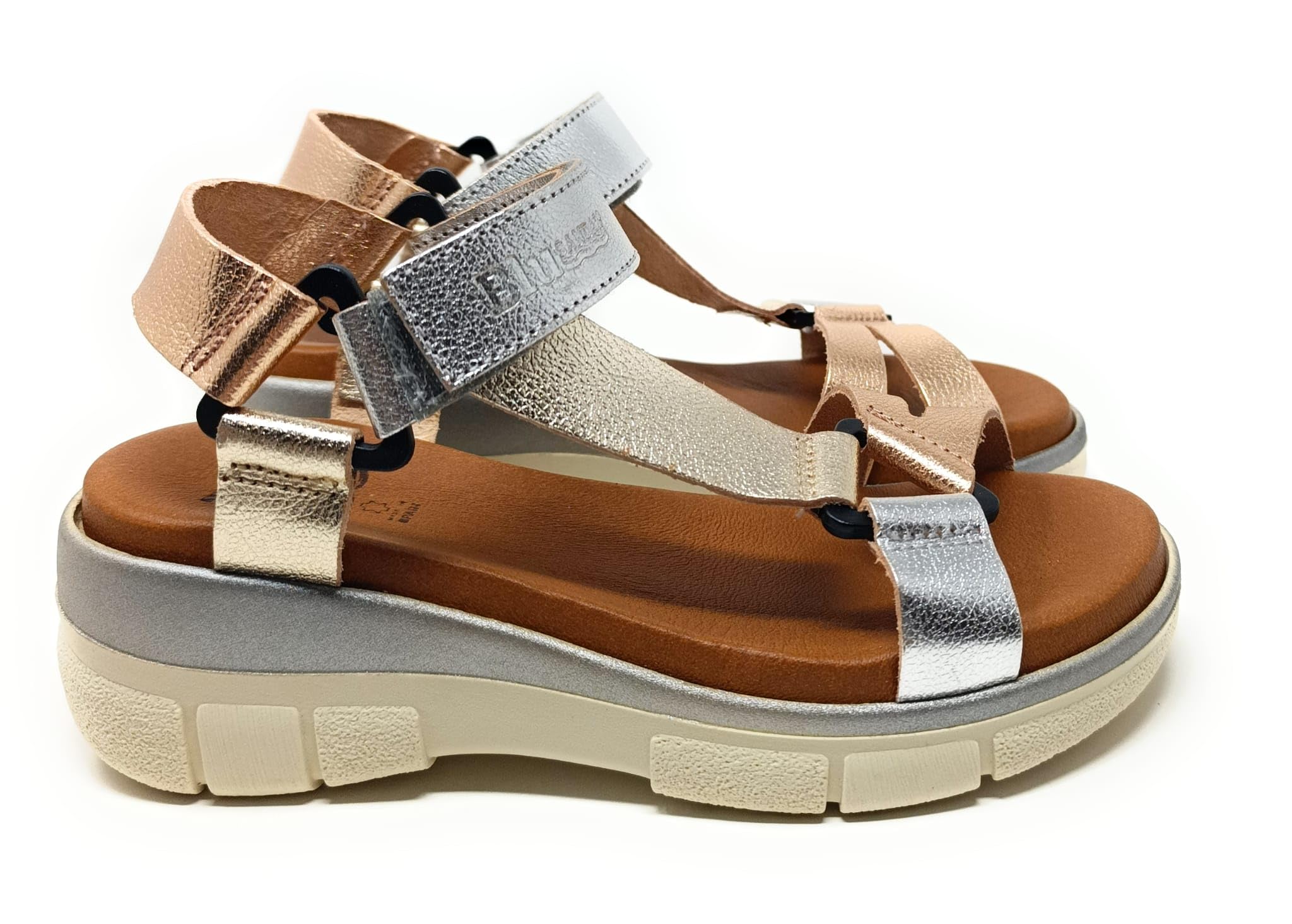 Genérico Blu Sandal Sandalias Mujer Cómodas Piel Verano, Plataforma Ligera, Ajuste Seguro, Suela Antideslizante, Modelo 54322BLU