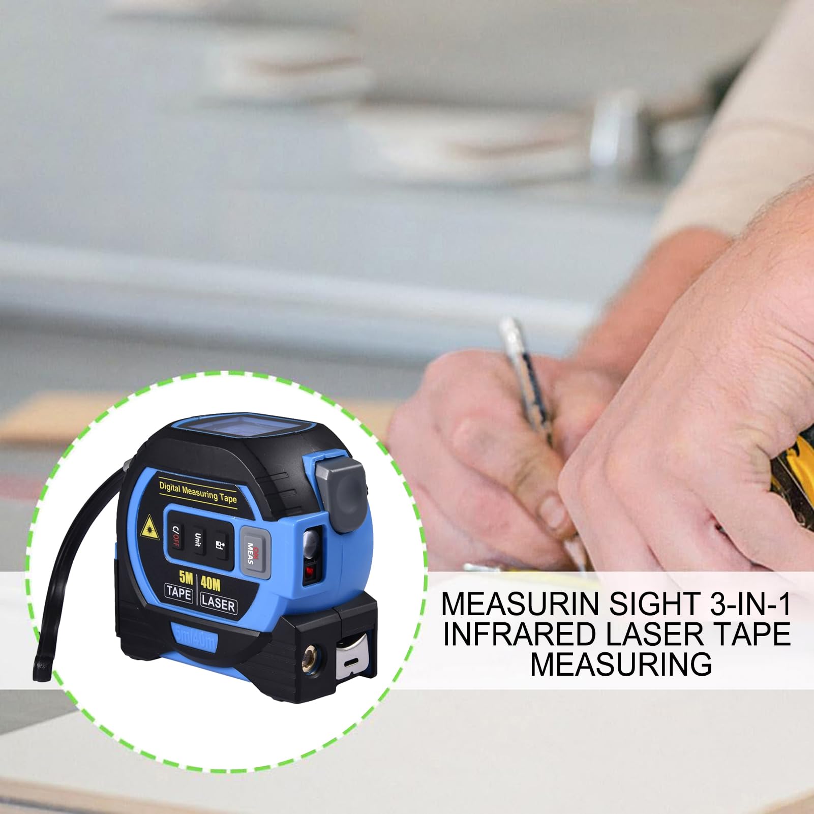 Tragbares Maßband, automatisches Maßband mit sofortiger digitaler Messung, elektronisches digitales Maßband, selbstsicherndes Messwerkzeug, tragbares Design für Volumen
