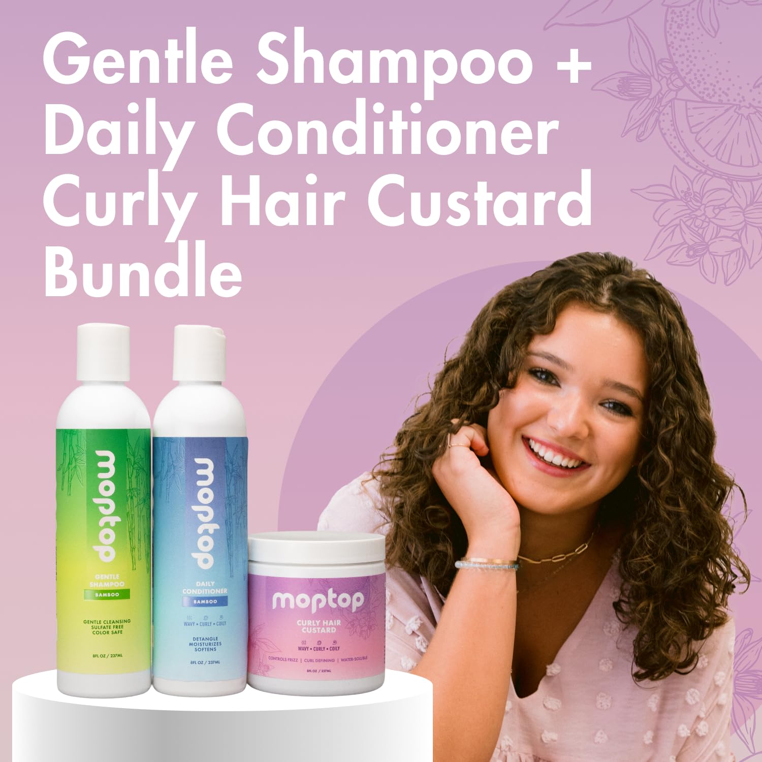 MopTop Curly Hair Routine, Gentle Shampoo + Daily Conditioner + Styling Gel for Wavy and Coily Tresses, Color Safe, Moisturizing Women's Hair Care - Image 7
