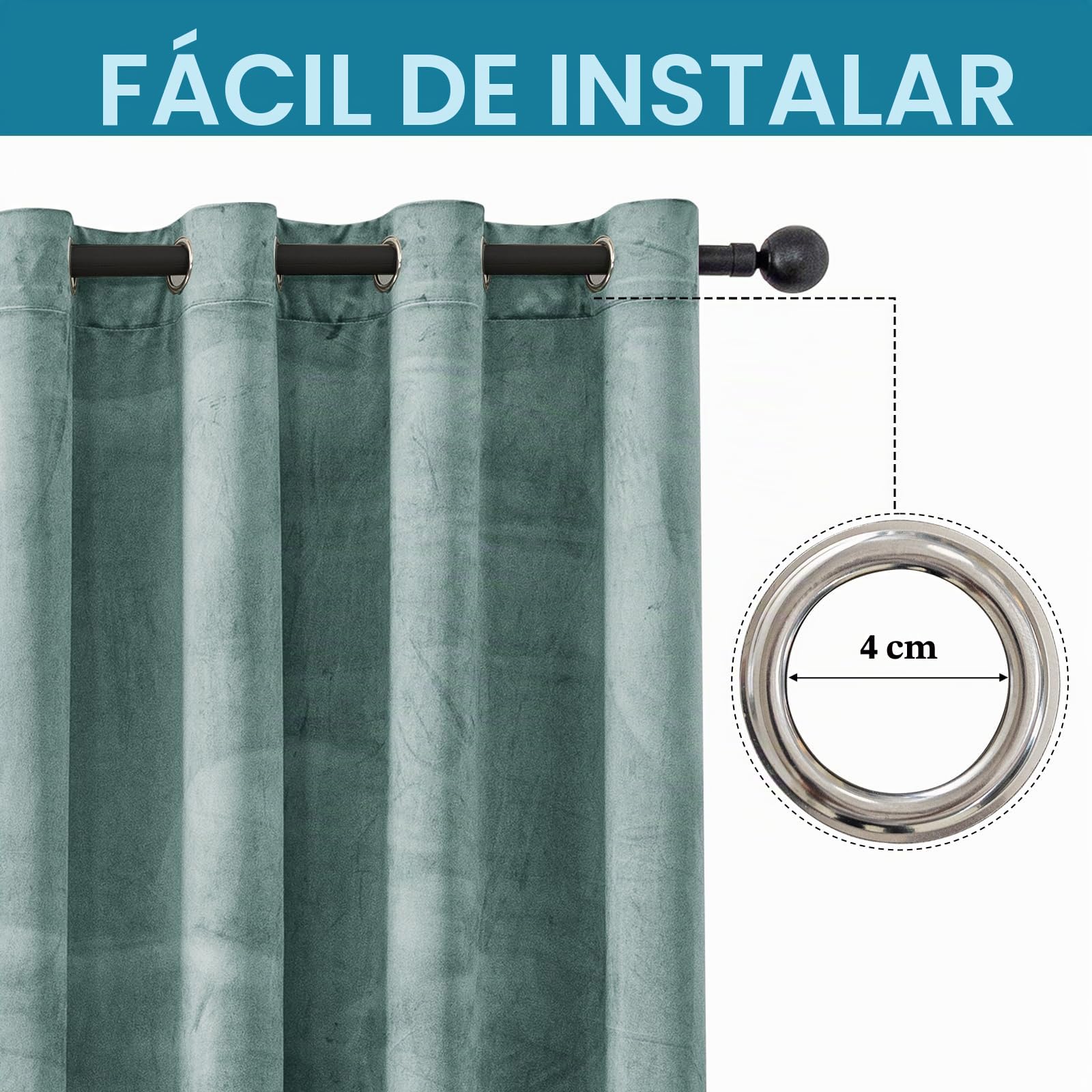 YSTELLAA Cortinas Terciopelo Opacas 2 Piezas, 140×300CM, Cortinas Termicas Aislantes Frio Y Calor, con Ojales, Insonorizantes, Modernas, para Salon Dormitorio, Verde