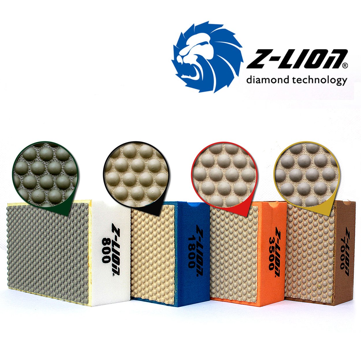 Z-LION 8 almohadillas de pulido a mano de diamante y almohadillas de mano de resina para vidrio, piedra, cerámica, mármol, granito