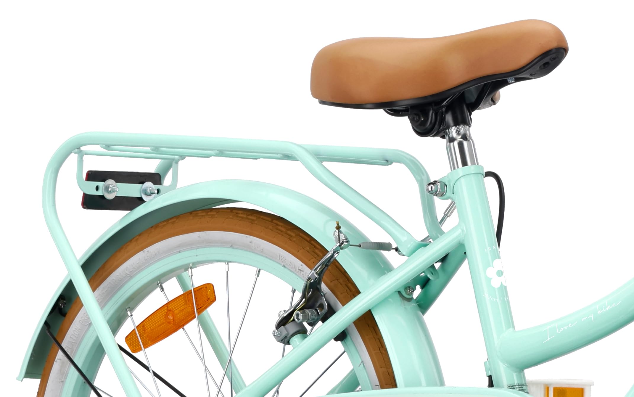 sun baby Flower Bike Retro Vélo pour Une Fille - Cadre en Acier, Freins V-Brake, Garde-Boue, Cache-chaîne, phares, Sonnette, réglable