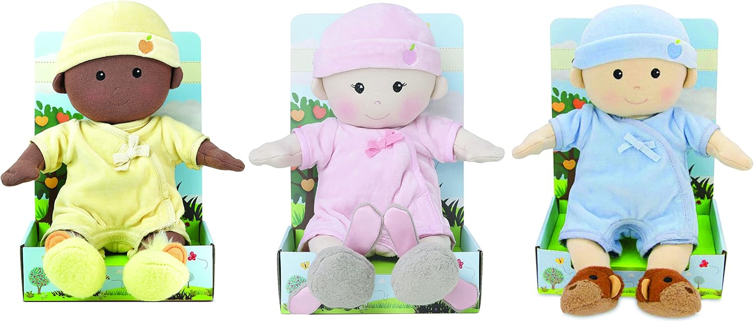 Apple Park Kids 12.5" Soft Baby Doll | Non-Toxic, Corn-Fiber Filled, Hypoallergenic, 100% Organic Cotton for 0m+ | Pink