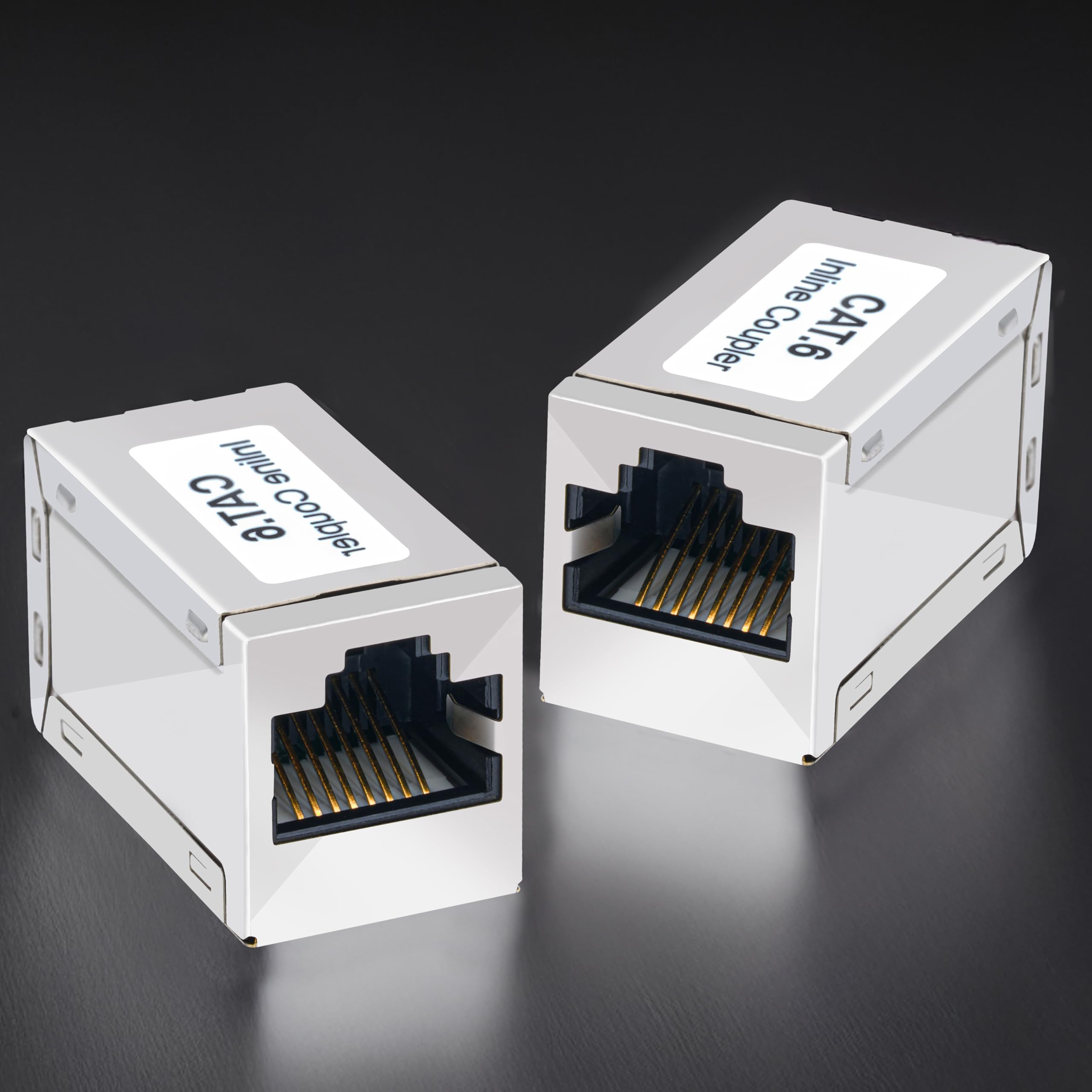 BIGtec 2 pezzi Adattatore di giunzione LAN RJ45 Ethernet Cavo di prolunga Cavo di rete Cavo patch Involucro in metallo compatibile CAT8 CAT7 CAT6a CAT5e CAT5