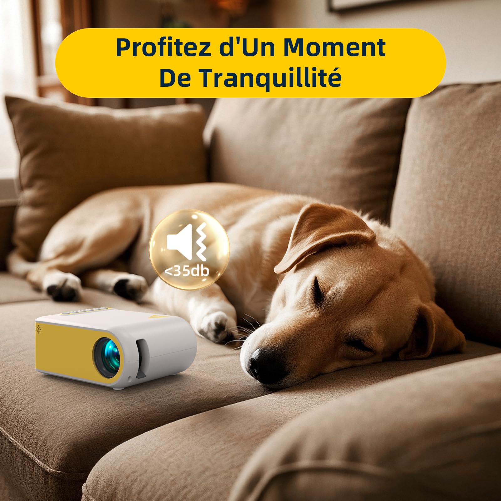 Mini Projecteur Video 4K 1080P Supporte, Videoprojecteur Portable avec WiFi et Bluetooth 5.4, Retroprojecteur de Cinéma D'extérieur, Projecteurs Vidéo avec Haut-Parleur