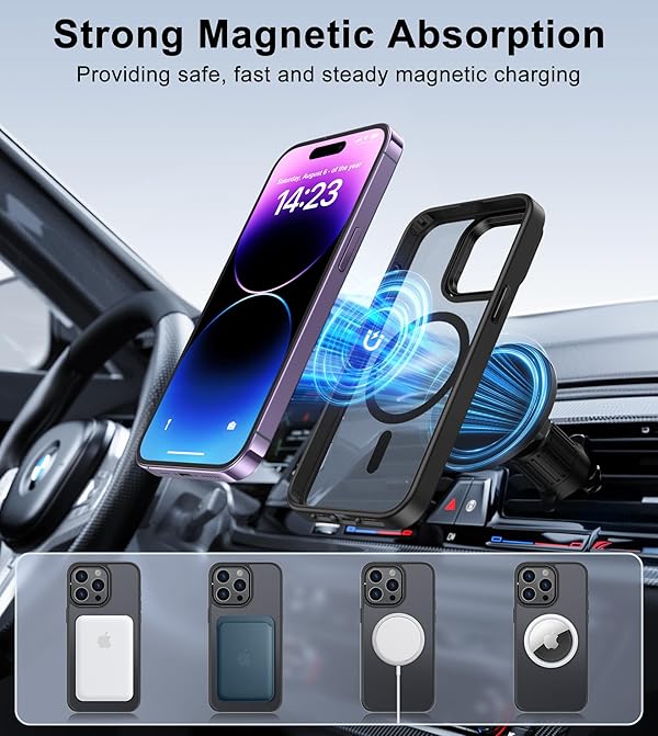 FNTCASE for iPhone 14 Pro-Max Case: Magnetic Slim Matte Protective Case with Kickstand | Shockproof Drop Full Protection Anti-Fingerprint Thin Translucent Frosted Phone Cover(Black) by FNTCASE - Image 5