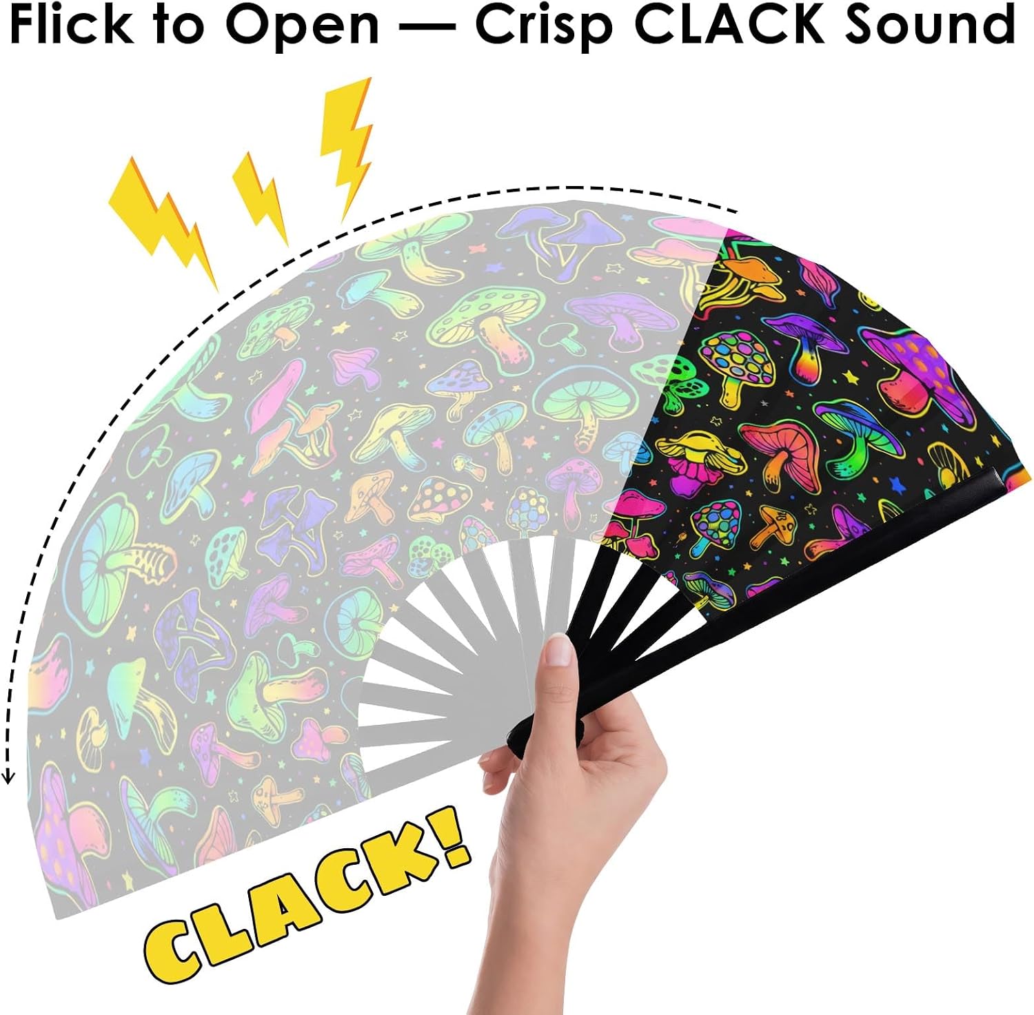 Arttown 2 Pack Large 13" Loud Clack Fan for Line Dancing, Mushroom