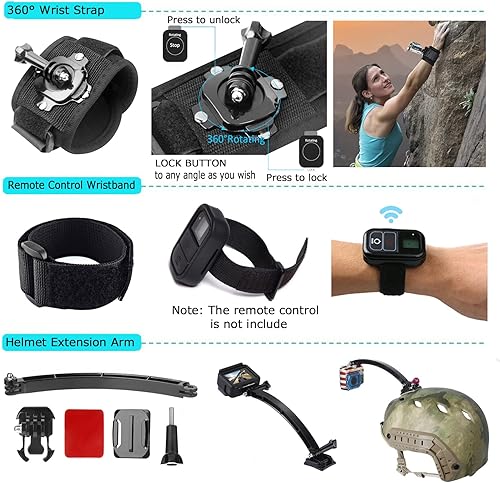 Miniatura 5 de Kit de accesorios para cámaras de acción, Bonvvie 50 en 1, kit de accesorios para cámara deportiva compatible con Hero 13/12/11/10/9/8/7 negro