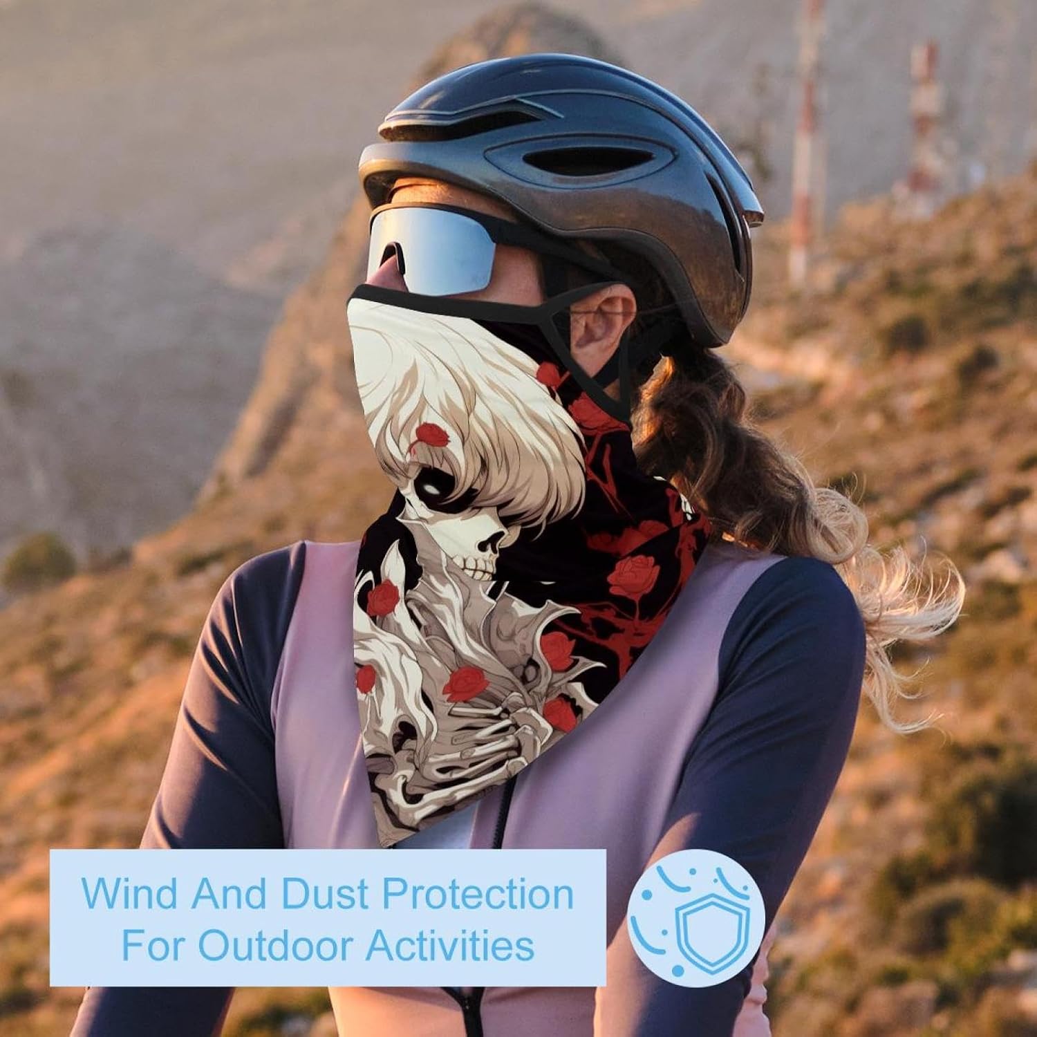 4 Pieces Skeleton Neck Gaiter Bandana Face Mask, Sun Cooling Scarf Gator Cover Head for Men Women