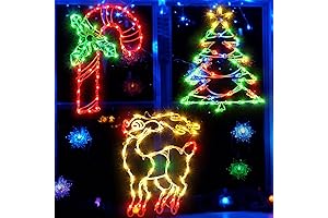 16" Christmas Window Silhouette Lights Decorations, 3 Pack Christmas Window Hanging Lights...