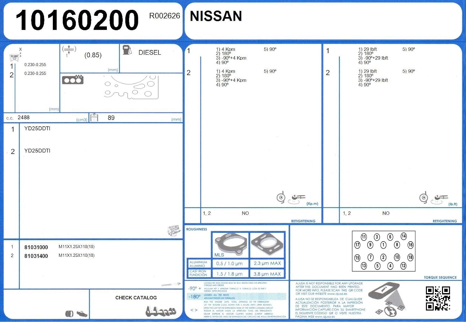 Ajusa 10160200 Gasket cylinder head