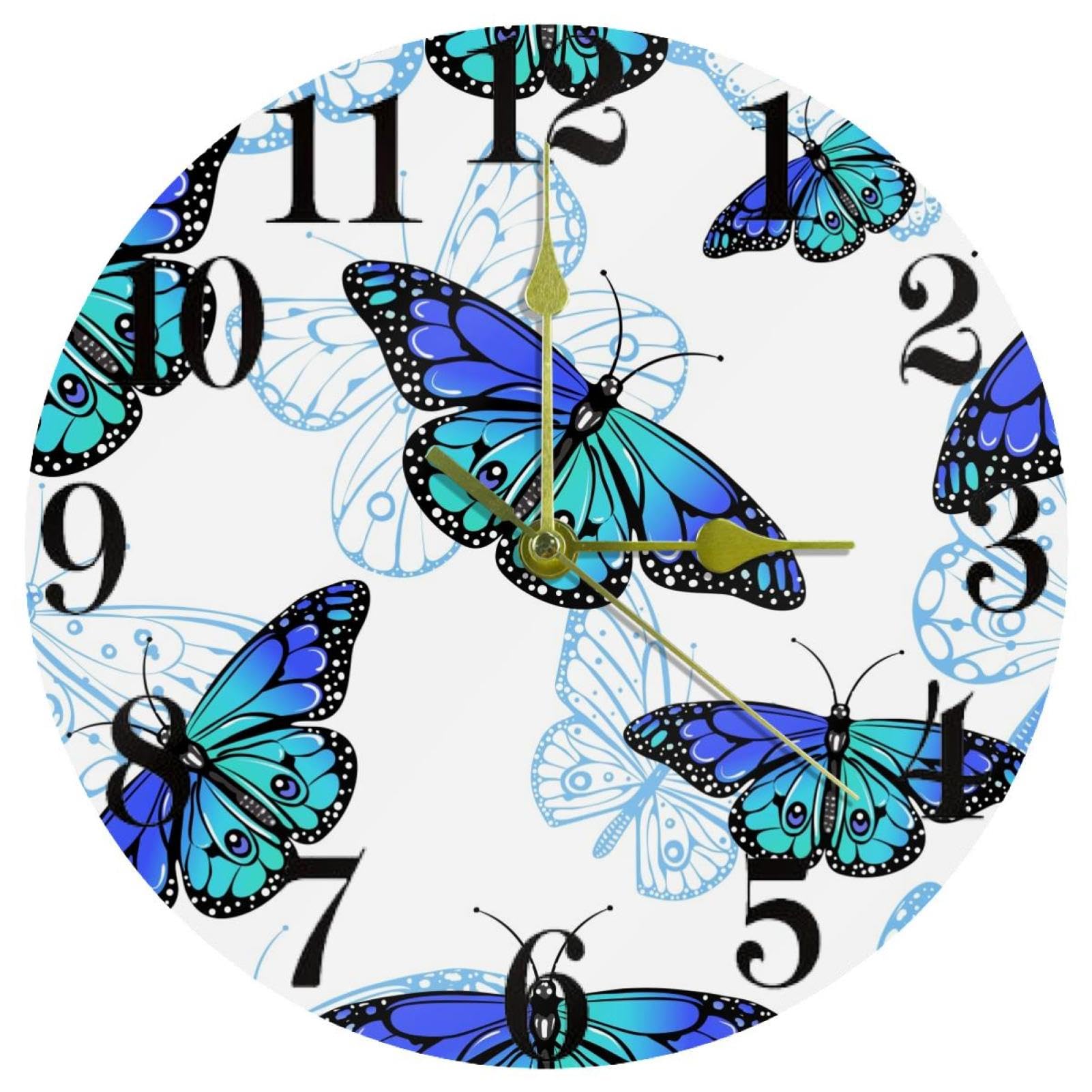 Horloge murale bleu vert à piles pour une cuisine lumineuse