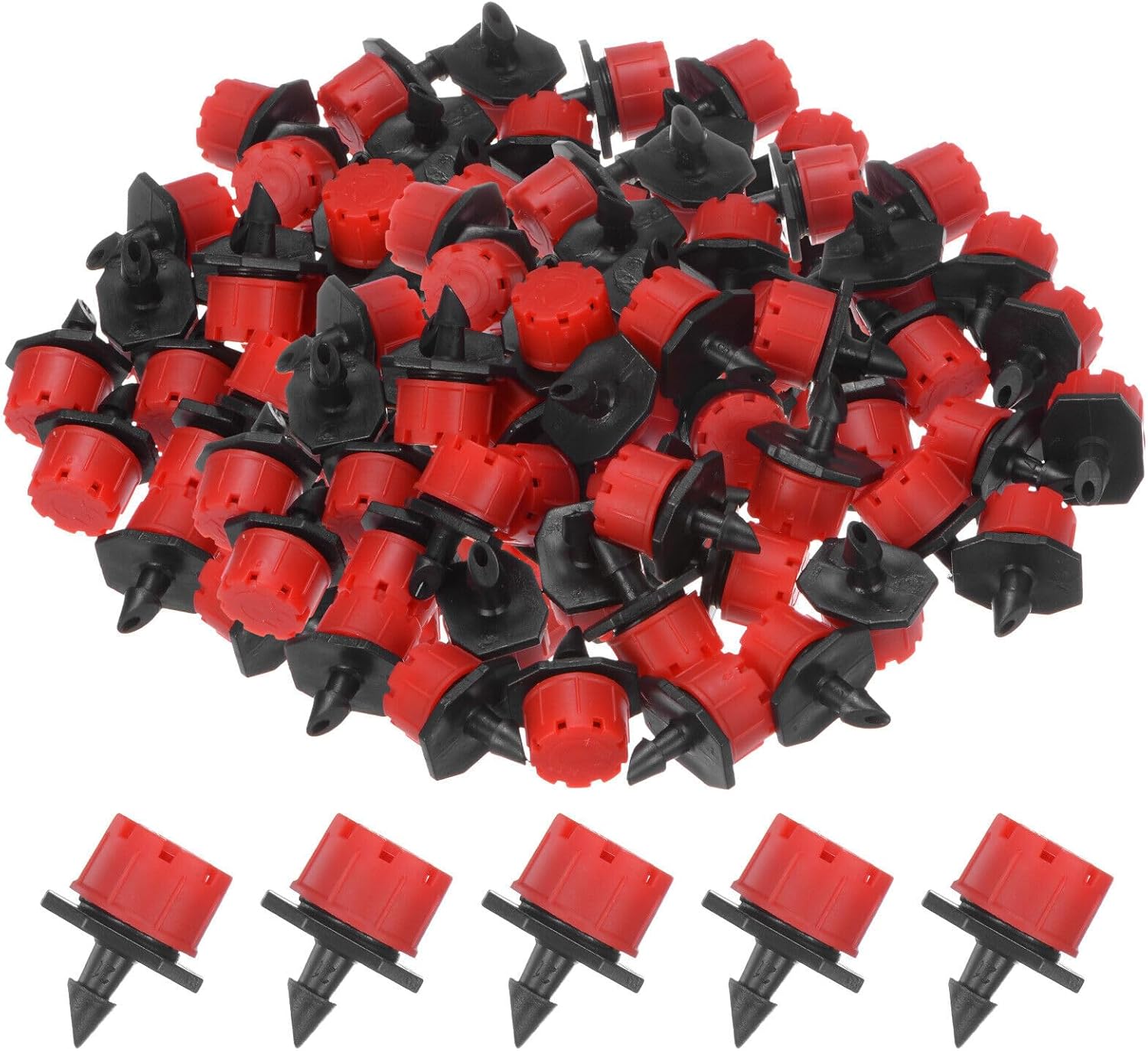 Home and Garden Parts 150Pcs Adjustable Irrigation Dripper 1/4 Emitter Garden Watering System Red #CN/251024/02393