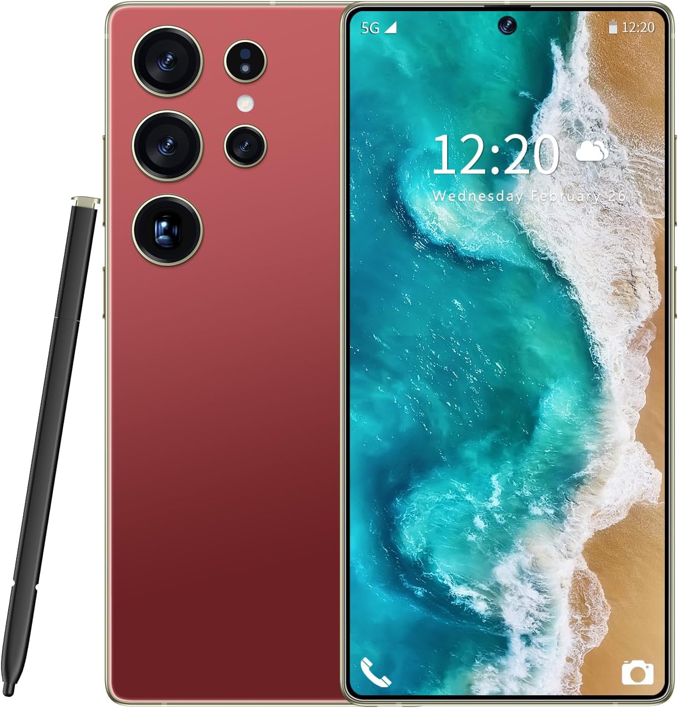 I25 Ultra 5G Unlocked Smartphone,12GB+512GB Fully Cell Phone for Android 14, 6.99" Unlocked Cell Phone, 7000mAh, 68MP+108MP Dual Camera/Dual SIM/Fingerprint Lock/Face (Wine Red)