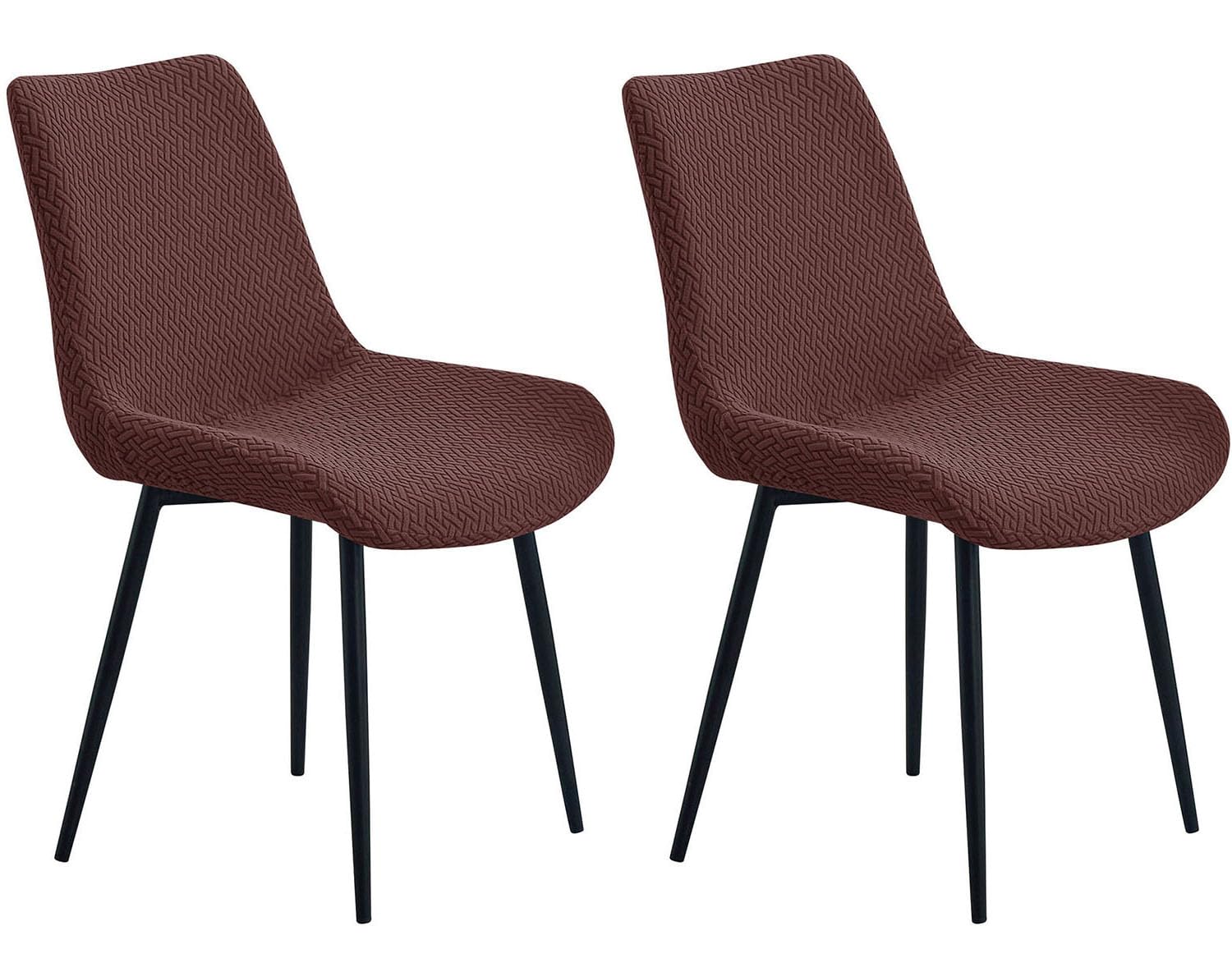 YOPOIY Shell Chair Covers Set of 6 4 2, High Stretch Curved Back Dining Chair Slipcovers, Mid Century Modern Armless Accent Side Chair Furniture Protector (brown,2 PCS)