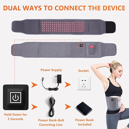 Miniatura 7 de Cinturón de terapia de luz roja, dispositivo de terapia de luz infrarroja con controlador de potencia de 5000 mAh para alivio del dolor muscular de