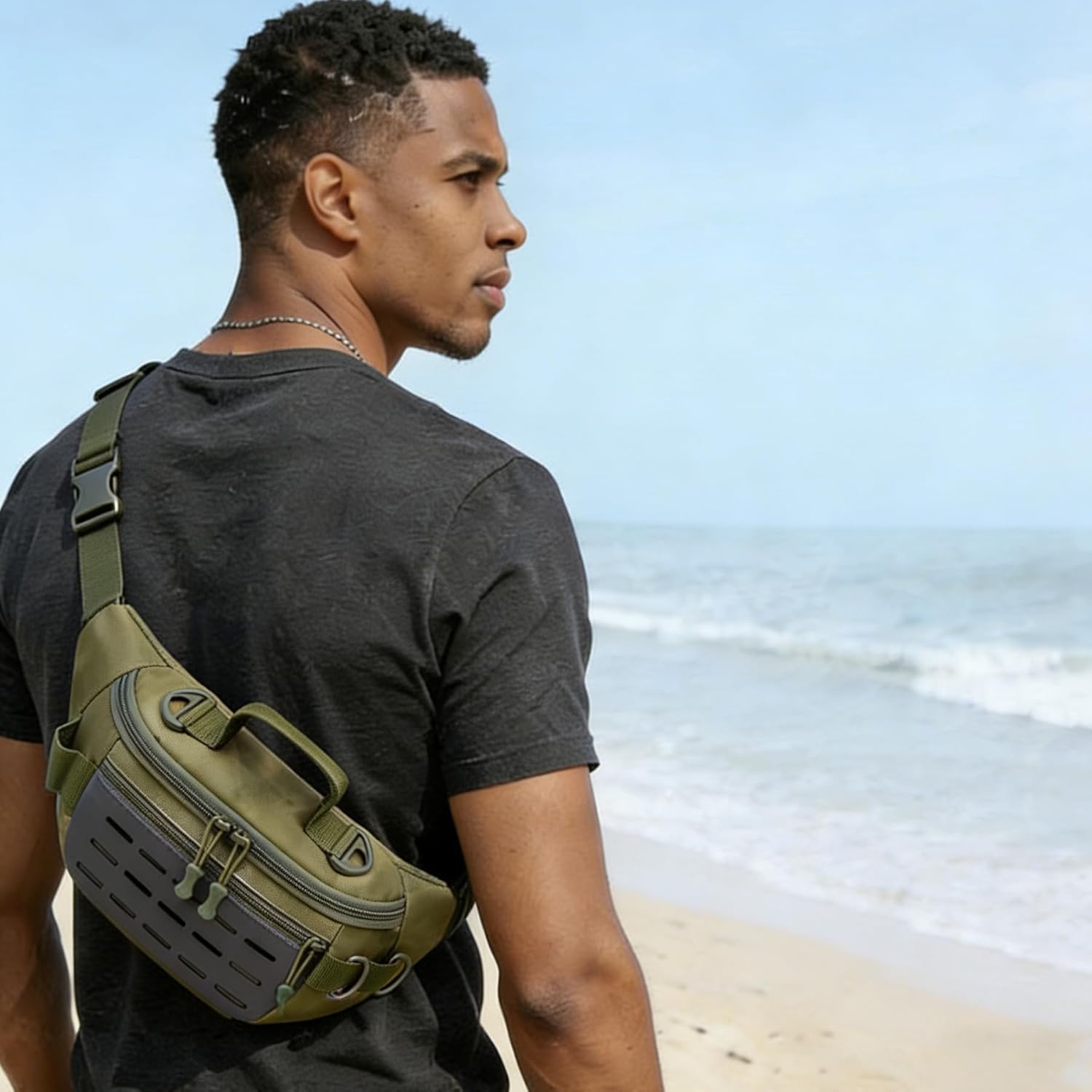 Tactical Fanny Pack for Men Women Military Waist Bag Molle Utility Hip Belt Pouch Crossbody Bags Bumbag for Cycling Hiking Walking Fishing Green03