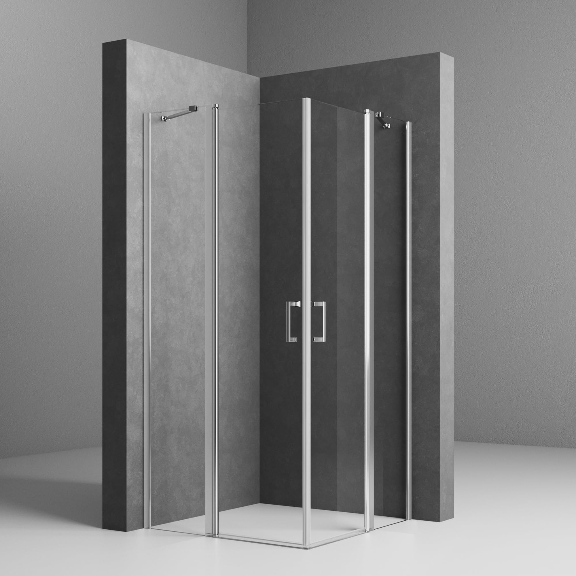 Duschkabine 80x100x185cm Eckeinstieg mit Pendeltüren aus 6 mm NANO-Glas Duschkabine Scharniertür Duschabtrennung Eckeinstieg