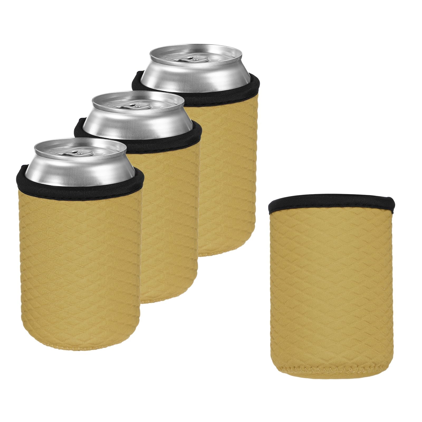 sourcing map 4Pcs Can Sleeves, Diamond Texture Beer Sleeves, Khaki