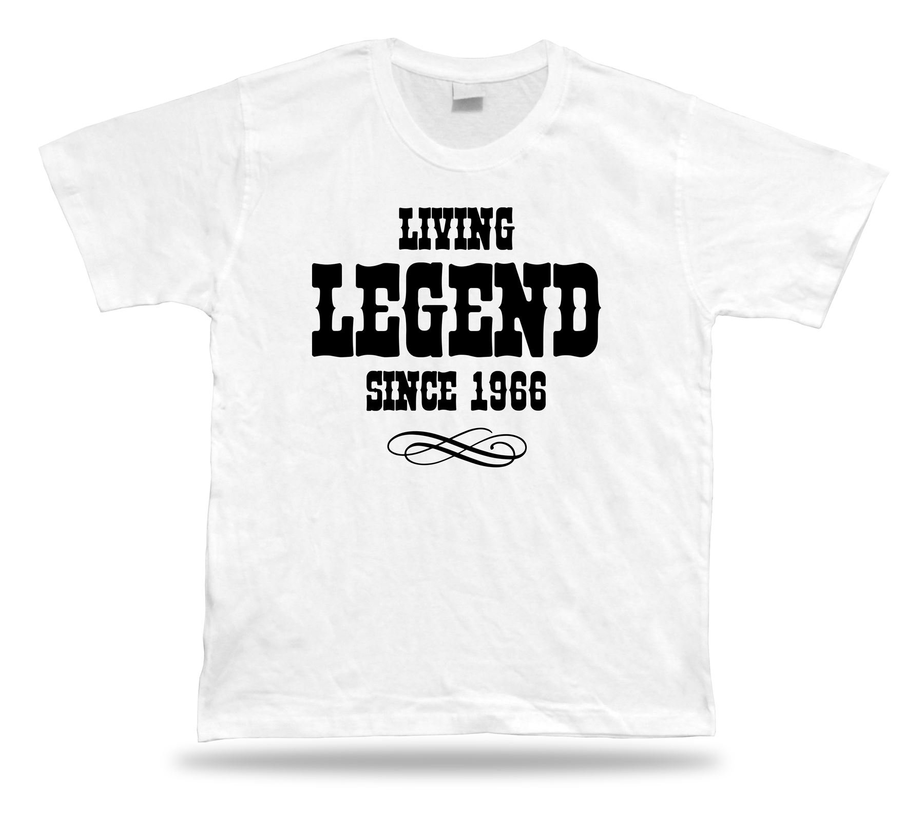 APSRA RETAILPrinted T-Shirt tee Living Legend 1966 Aged Happy Birthday Present Gift idea Casual T-Shirt Half Sleeve Round Neck Printed Men's t Shirt White