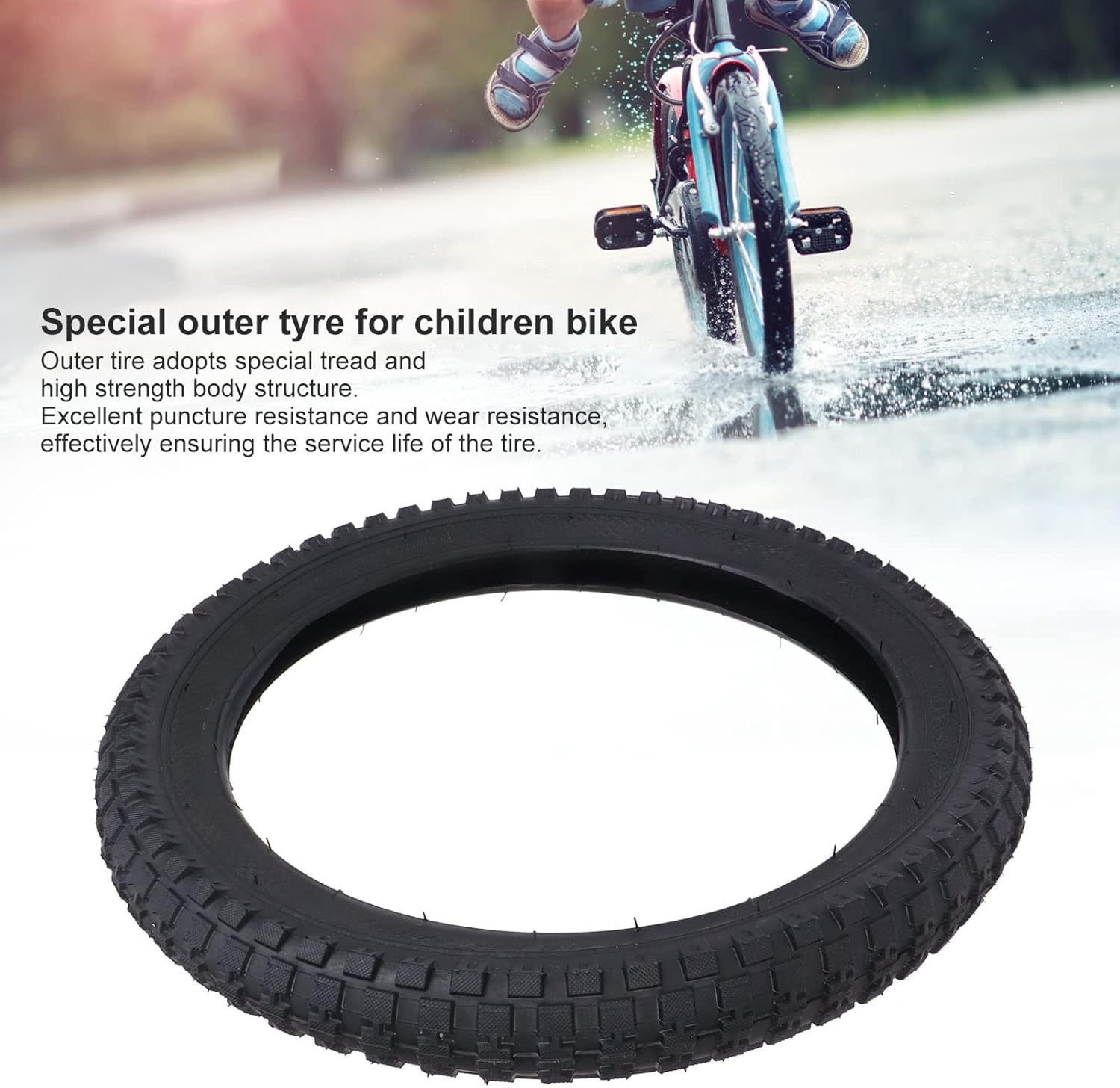 Children Outer Tire, Children Mountain Tire Balance Outer Tyre Pattern 280KPa for Cycling (16 * 2.4)