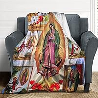 Vista 7 de Manta virgen María de Nuestra Señora de Guadalupe, suave de franela, mantas de madre de Dios para regalo entusiasta de María, mantas cálidas