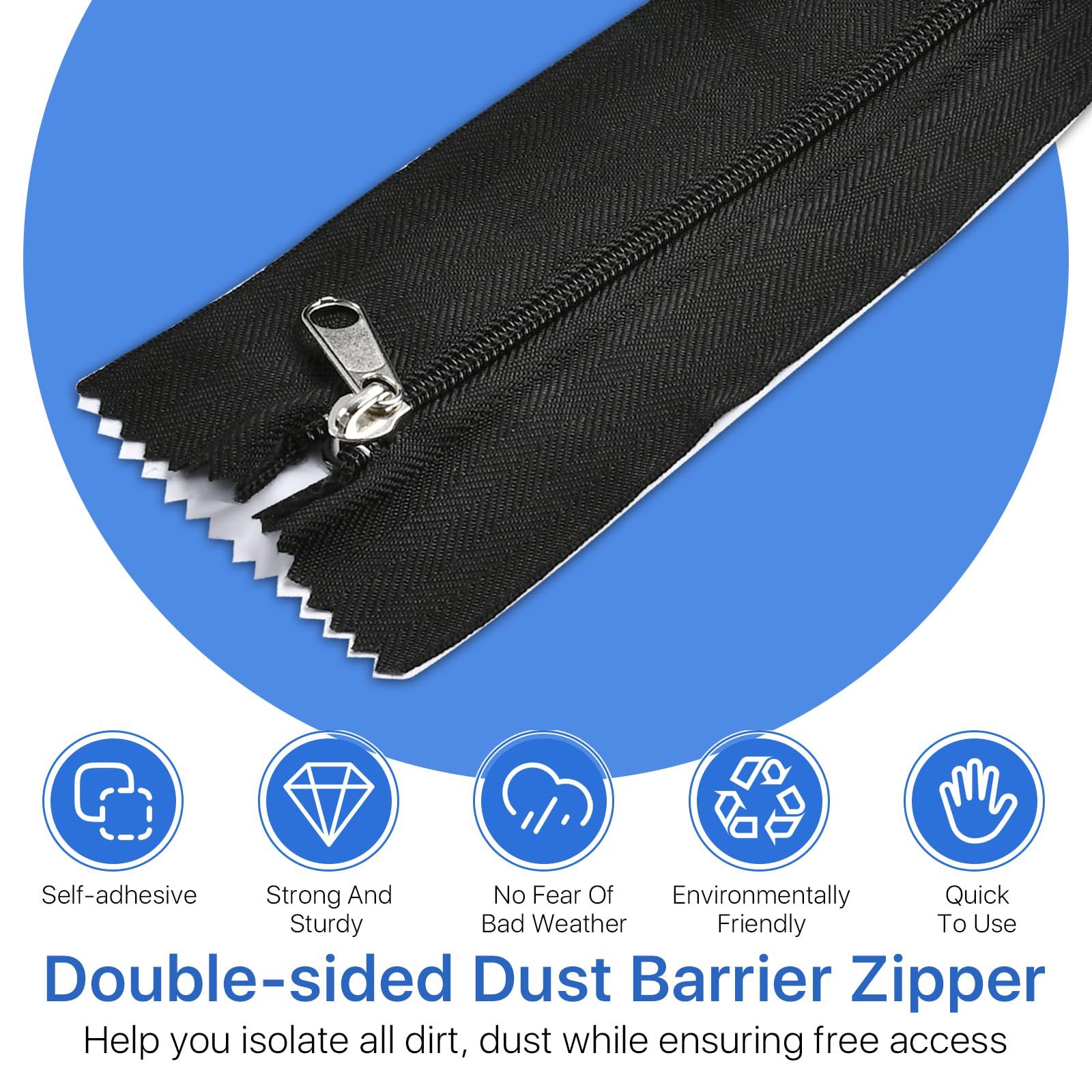 Heavy Duty Construction Barrier Door Lainballow Heavy Duty Zipper Tape For Plastic Sheeting - 4 Rolls, 7 Ft X 3 Inch, Peel & Stick Dust Barrier For Greenhouses & Construction Peel And Stick Greenhouse Zipper