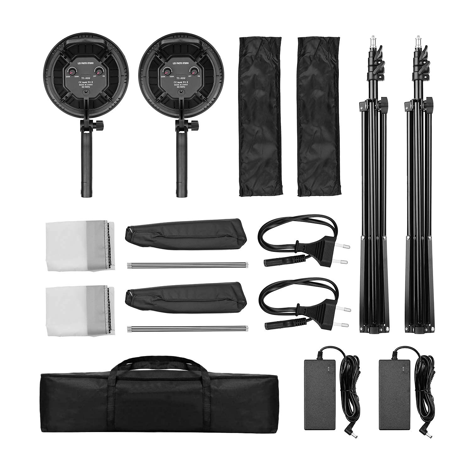 Andoer Softbox kit, LED Video Luce con Softbox Lightbox 20 x 28 pollici, Lampadina LED Dimmerabile 45 W 2 Temperature di Colore, per Ritratti in Studio, Fotografia Prodotti, Foto di Moda, Video, ecc