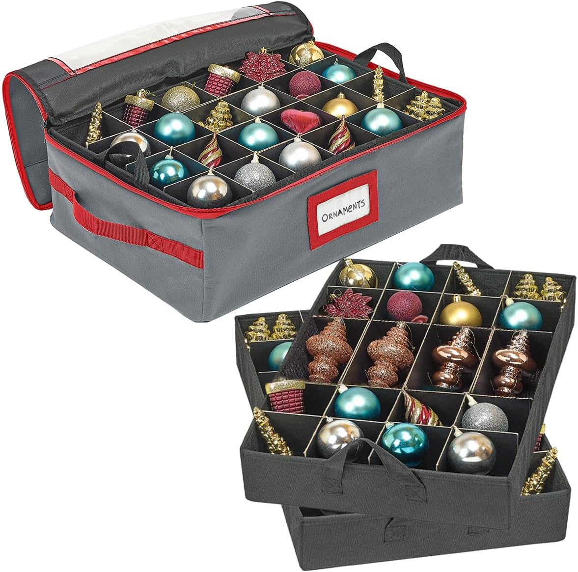 HOLDN’ STORAGE Underbed Christmas Ornament Storage Container Box with Dividers