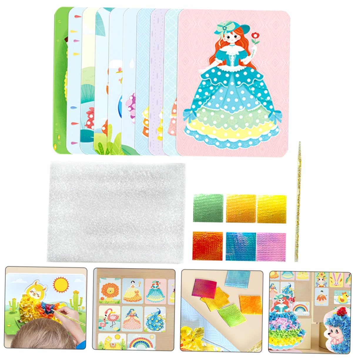 SOIMISS Kit Creativo Cotone Perlato e Tessuto per Pittura a Foratura per Ragazzo Ragazza Resistente e Stimola la Creatività, per Lavoretti Fai da Te