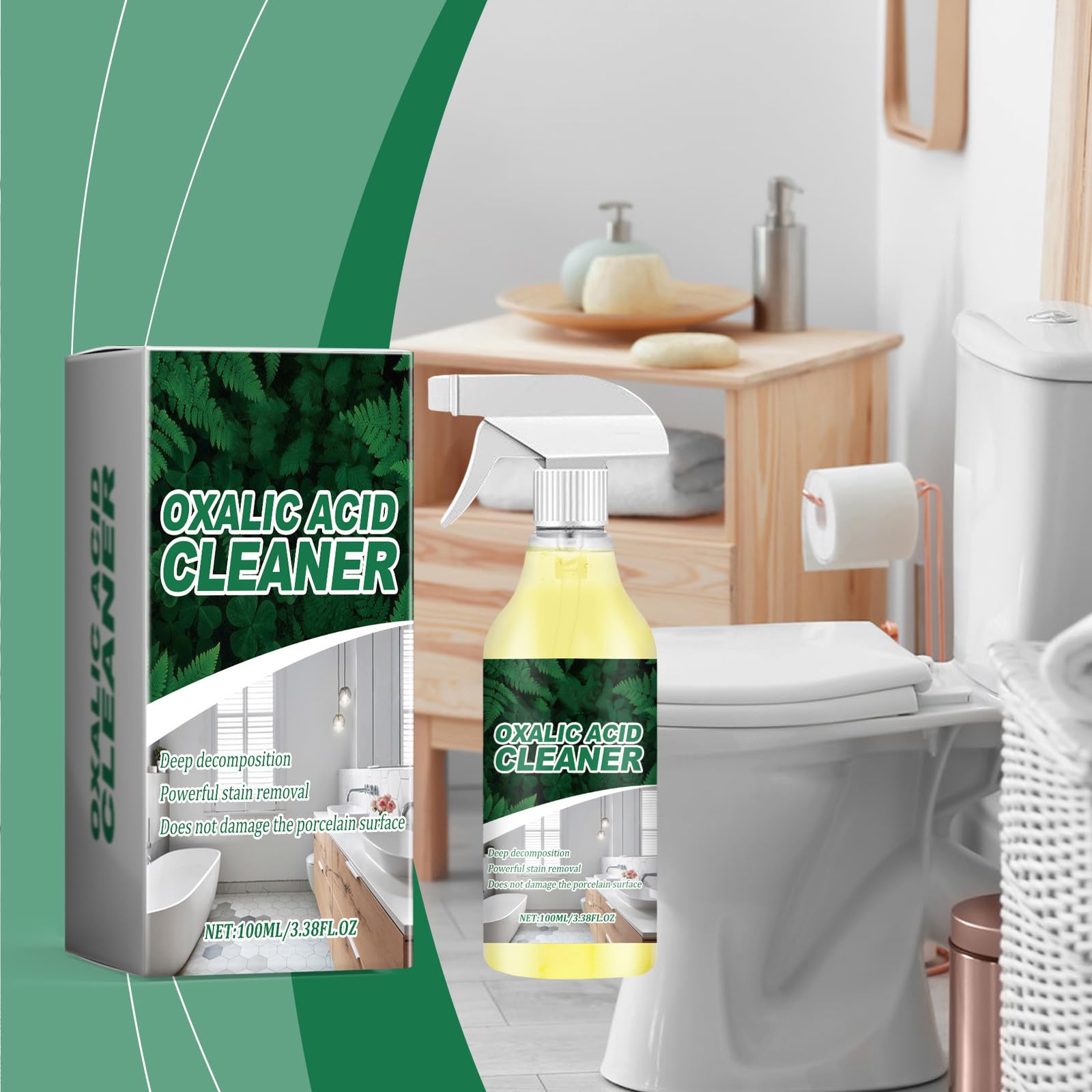 Oxalic Acid Cleaner, Oxalic Acid Powerful Stain Cleaner, OxalicAcidCleaner Spray, Multi-purpose Removal Cleaning Spray for Bathroom (1PC)