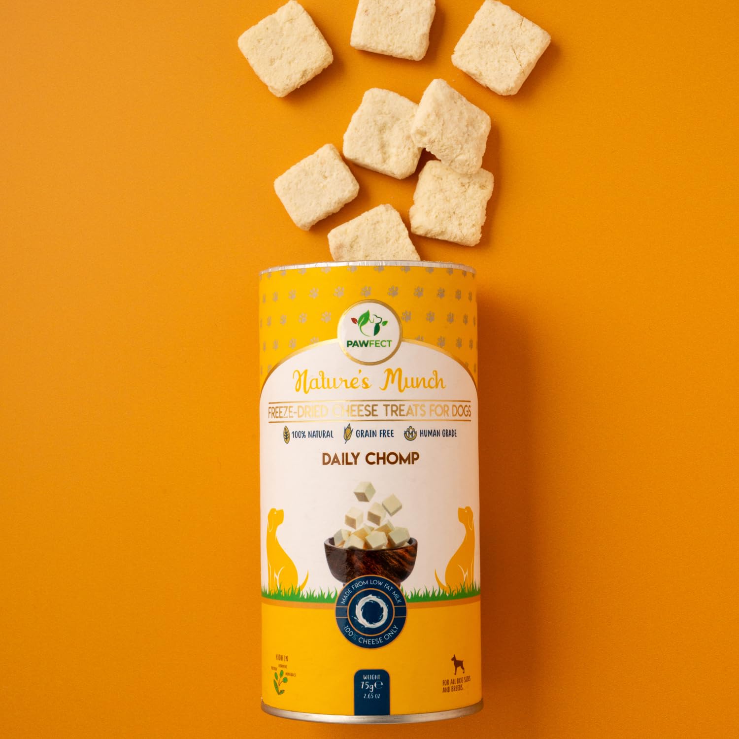 Pawfect Nature's Munch Freeze-Dried Cheese Treats - Daily Chomp Yak Cheese Snacks for Dogs | Hypoallergenic Dog Treats, Grain-Free (75g) - Image 4