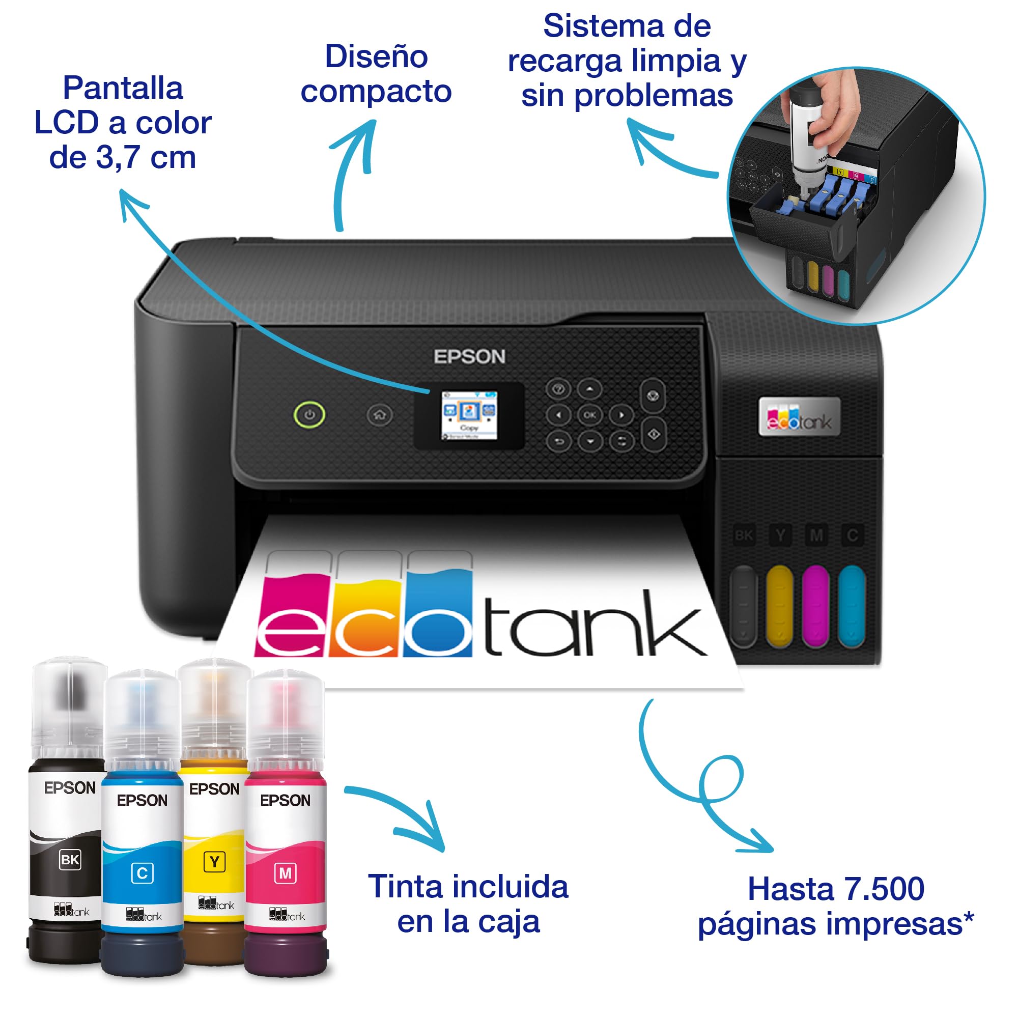 Imprimante multifonction Epson Ecotank ET 2820 Noir