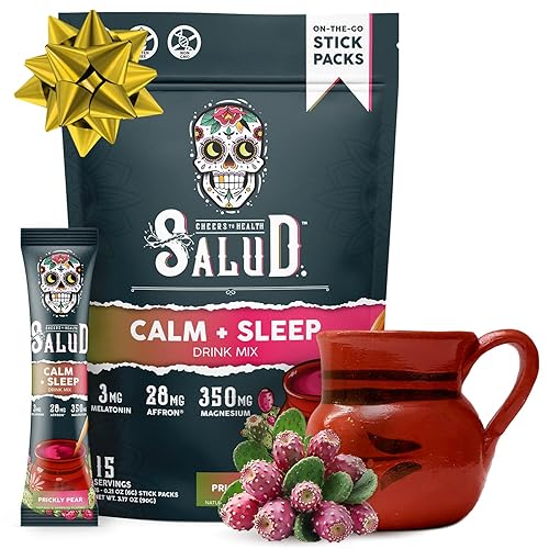Salud 2 en 1 Sleep Aid + Mezcla de bebida tranquila, sabor a tuna espinosa, melatonina, magnesio, extracto de azafrán, L-teanina, sin OMG, sin